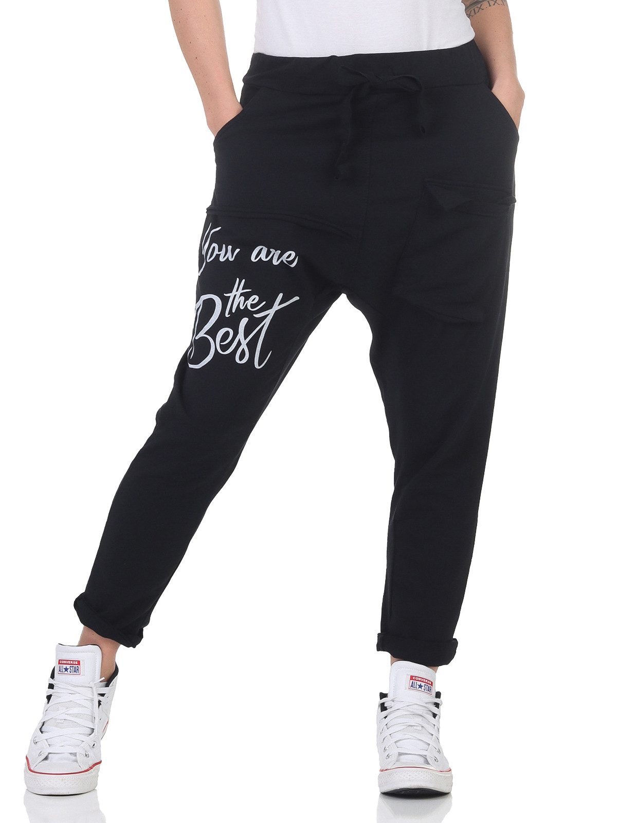 CLEO STYLE Jogger Pants Damen Jogginghose 21353 34-38 Schwarz