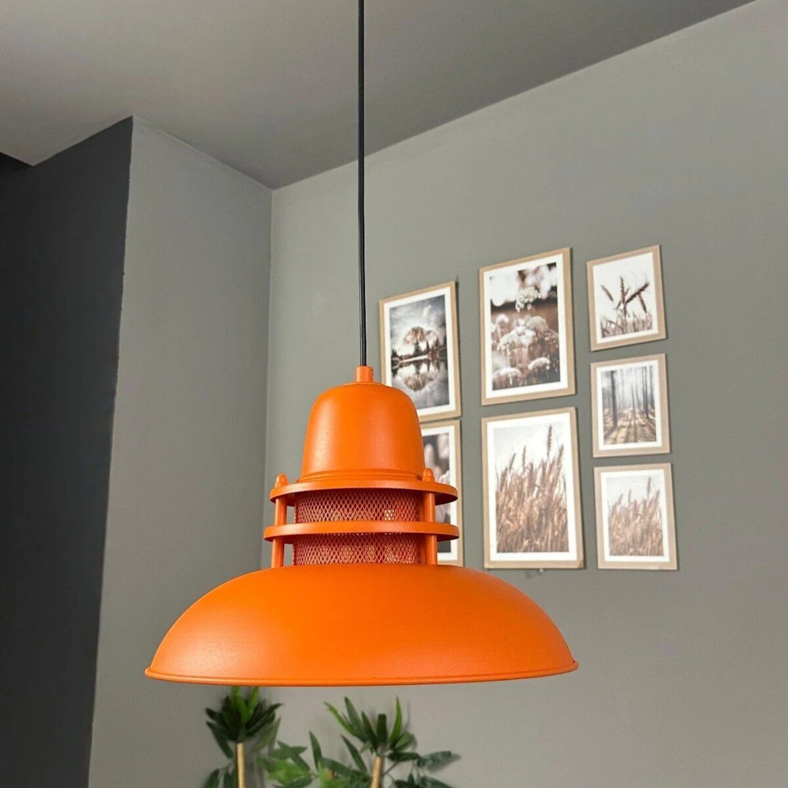 Bamyum Pendelleuchte Bamyum Hängelampe Metall Ø34 cm E27 Retro Lampe, ohne Leuchtmittel