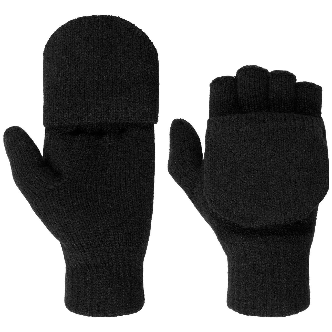 mit Handschuhe fingerlose Futter Lipodo schwarz Strickhandschuhe