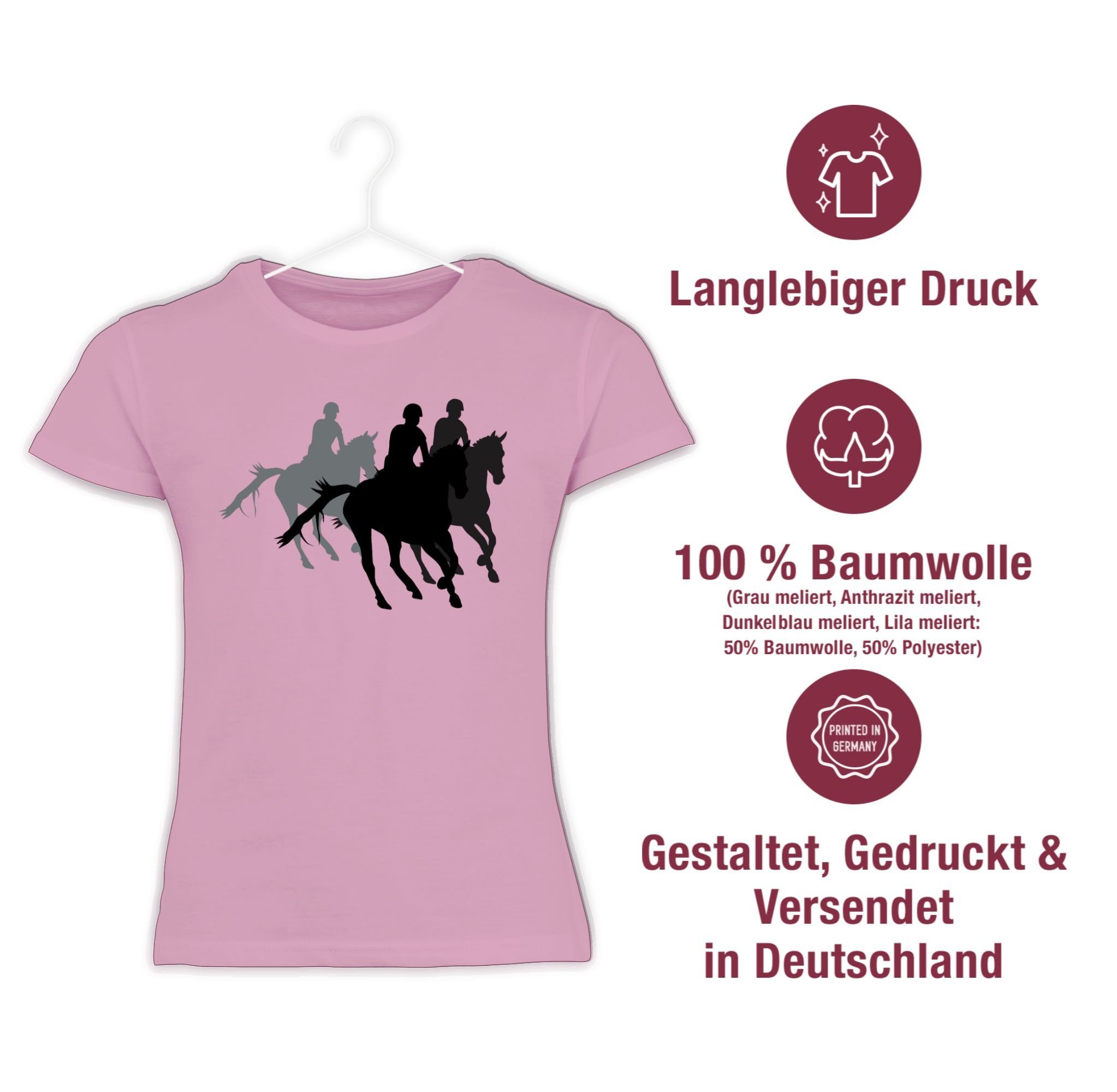 Freizeitreiten T-Shirt Pferd Reiten Rosa Shirtracer 2 Ausreiten