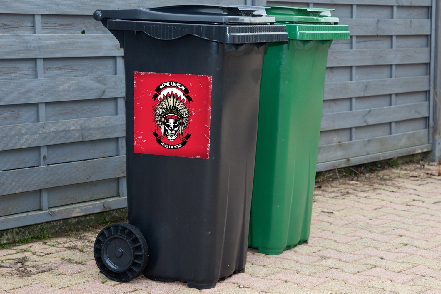 MuchoWow Wandsticker Indianooi - Container, Vintage St), Mülltonne, Abfalbehälter Mülleimer-aufkleber, Sticker, (1 Totenkopf Zitat - 