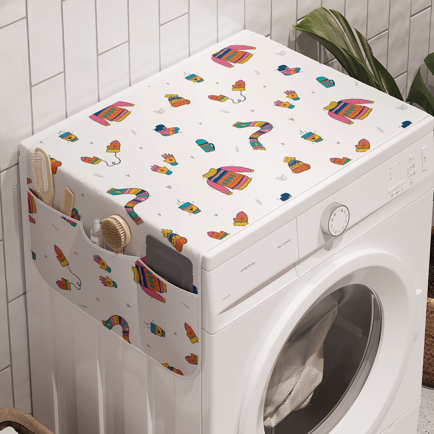 Muster für Trockner, und Winter Weihnachtskleidung Abakuhaus Waschmaschine Anti-Rutsch-Stoffabdeckung Badorganizer