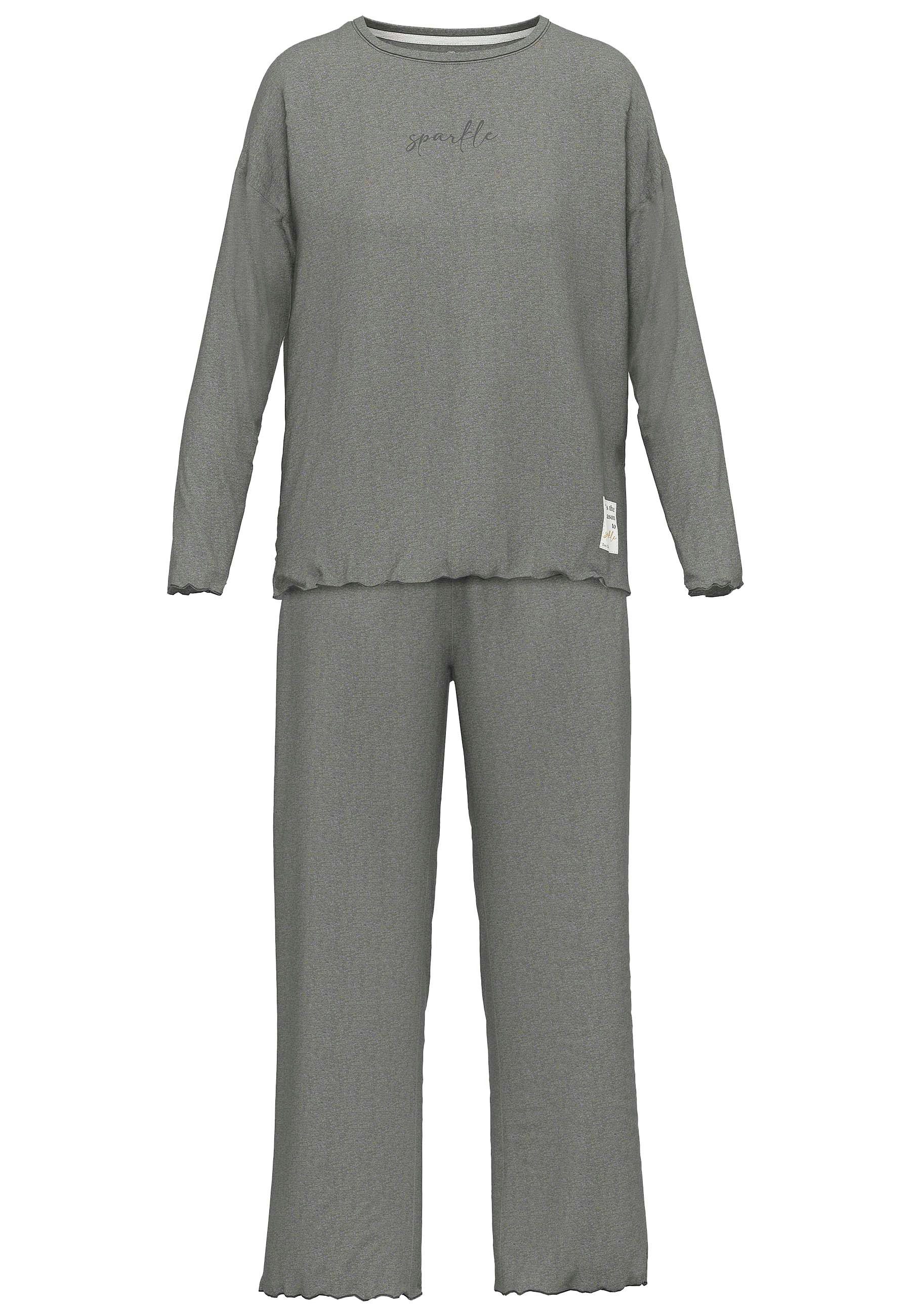 TOM TAILOR Schlafanzug Xanthi (2 tlg) mit langen Ärmeln, leicht meliert, Rundhalsausschnitt