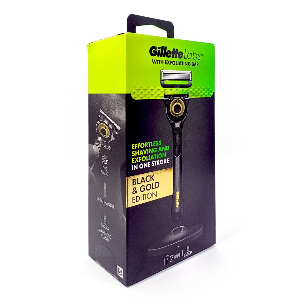 Gillette Nassrasierer Labs Rasierer Black & Gold Edition Set, Packung, mit integriertem Reinigungselement