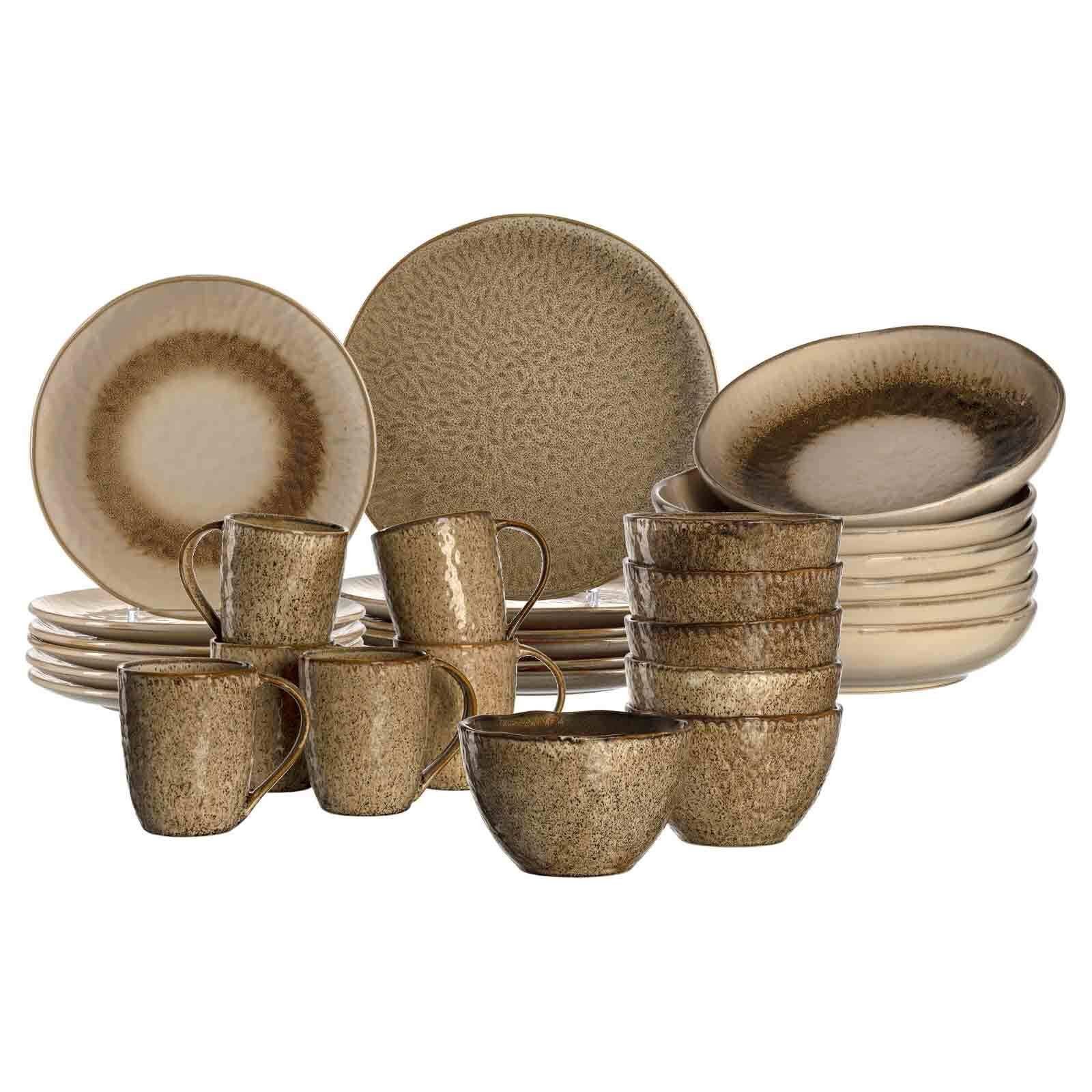 (30-tlg), Kombiservice 30er Keramik Beige Set Tafelservice LEONARDO Matera