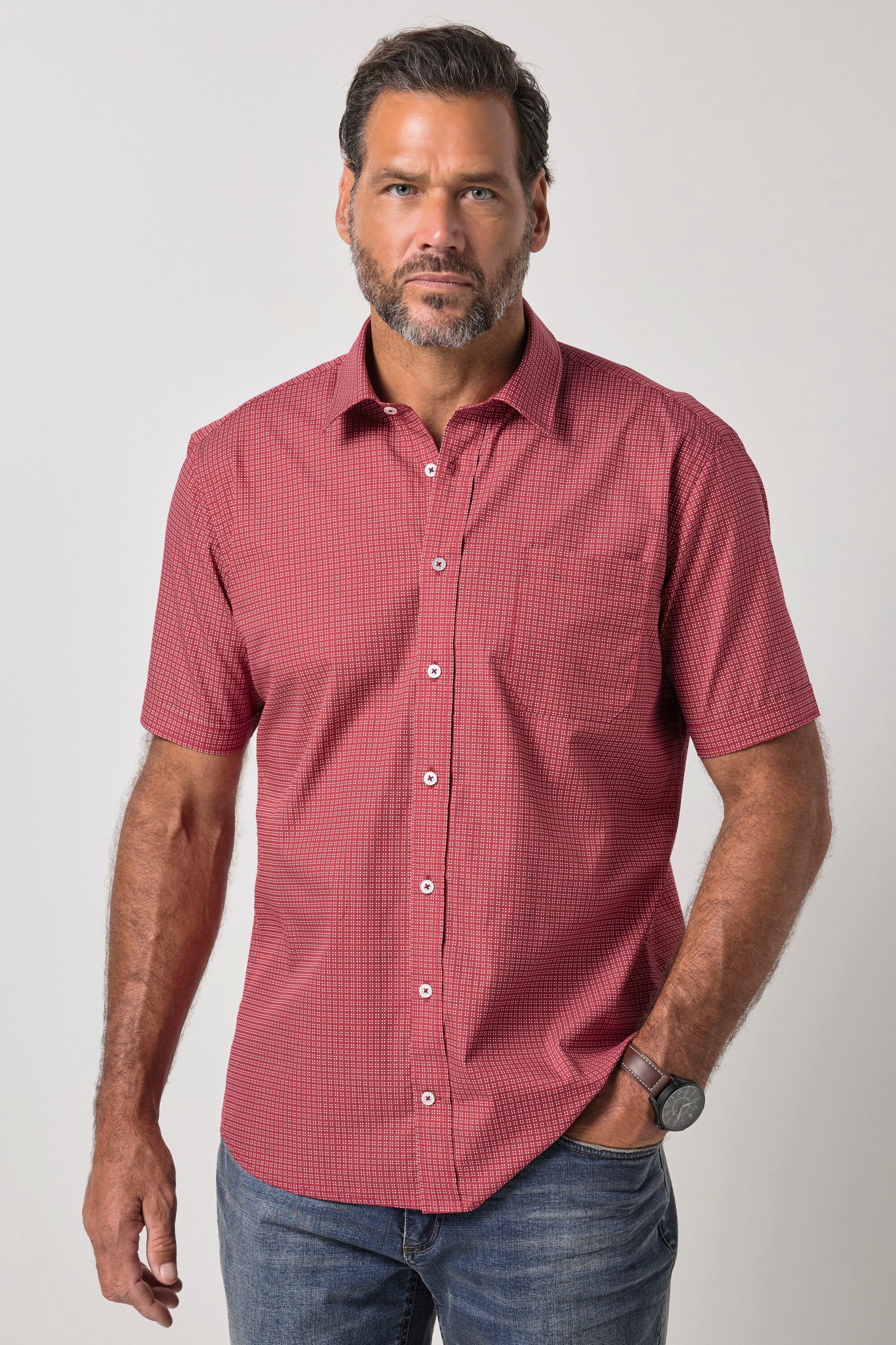 Kurzarmhemd Hemd Halbarm Alloverdruck Modern Fit bis 8XL
