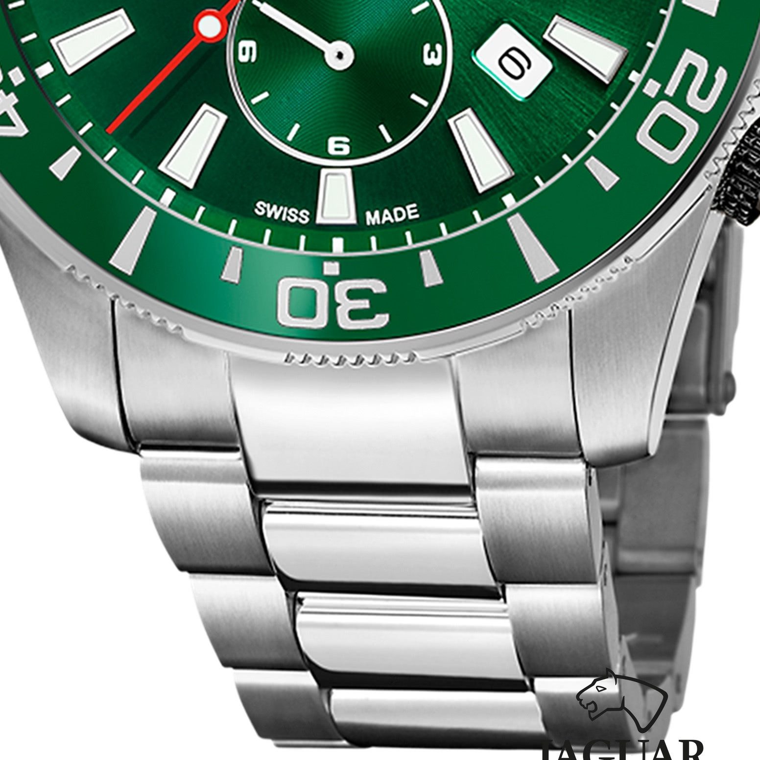 JAGUAR Quarzuhr Jaguar Herrenuhr Edelstahl silber Jaguar, (Chronograph), Herren Armbanduhr rund, Edelstahlarmband silber