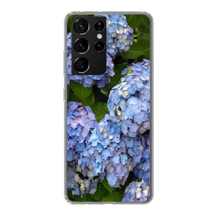 MuchoWow Handyhülle Blumenstrauß aus Hortensien Phone Case Handyhülle Samsung Galaxy S21 Ultra Silikon Schutzhülle