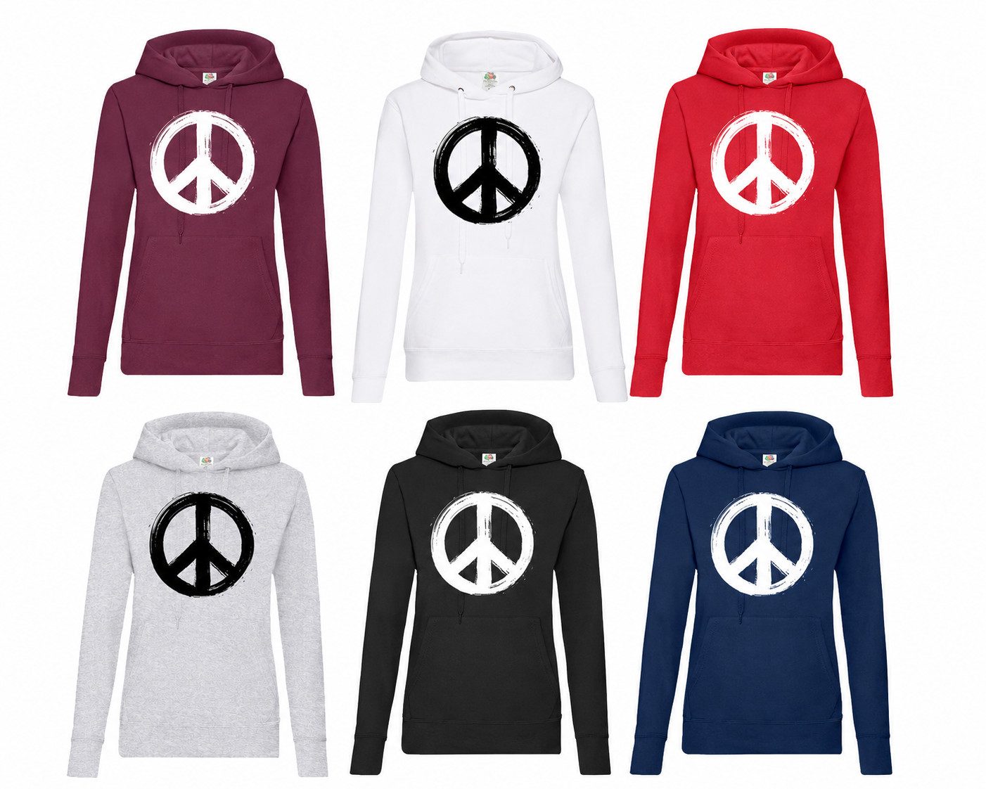 Blondie & Brownie Hoodie Peace Symbol Damen Hoodie Friedenssymbol Print Kapuzenlook (Einzelartikel, Einzelartikel) PeaceSymbol D Hoodie Zeitloses Friedensmotiv