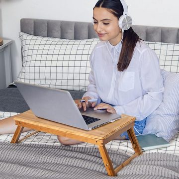 KOMFOTTEU Laptoptisch Serviertablett, klappbarer Notebook-Ständer, fürs Bett