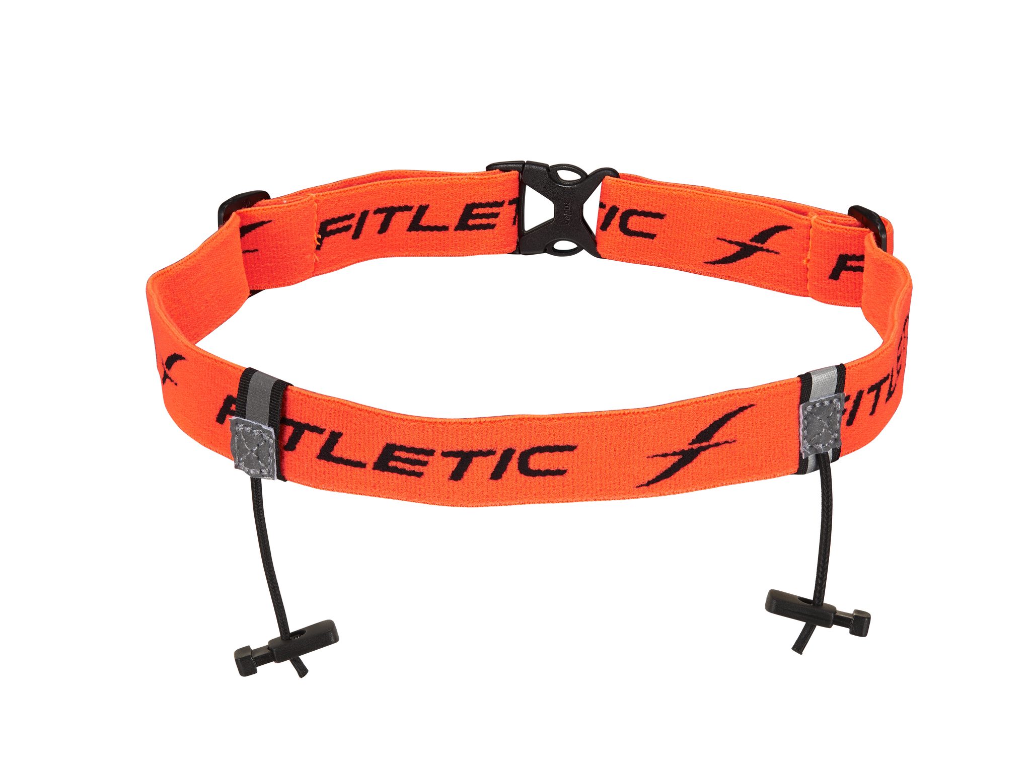 Fitletic Laufgürtel Laufgürtel Laufausrüstung Gelschlaufen, für mit Premium Orange "Race 1" Startnummer-Halterung