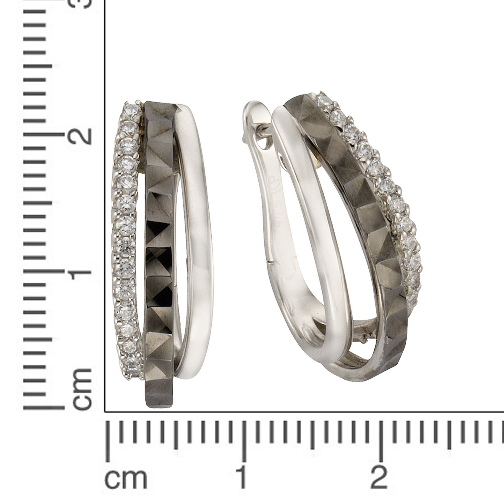 CELESTA Paar Creolen Silber 925 rhodiniert mit Zirkonia weiß günstig online kaufen