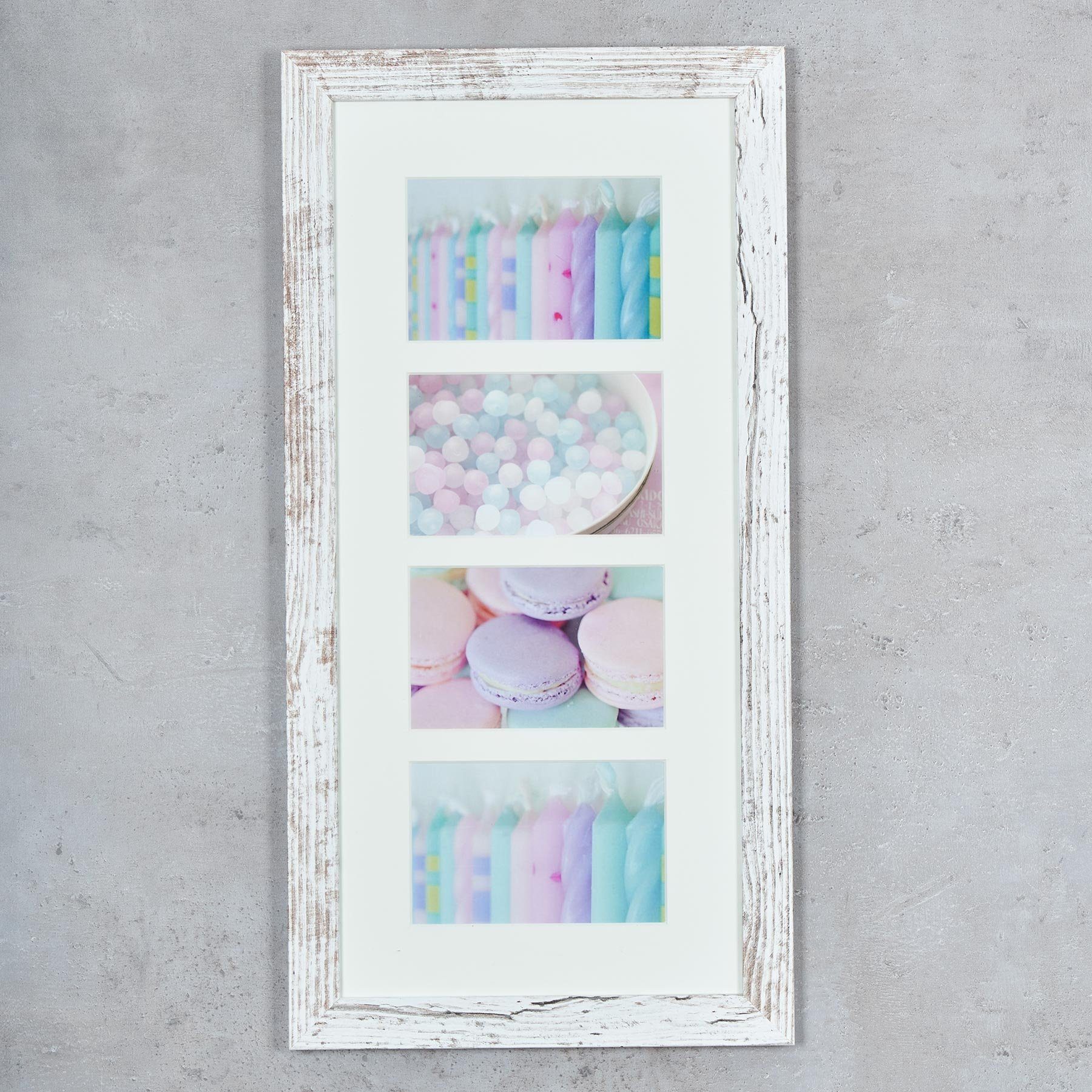 Levandeo® Bilderrahmen Collage, Bilderrahmen 28x54cm Weiß Braun 10x15cm 4 F günstig online kaufen