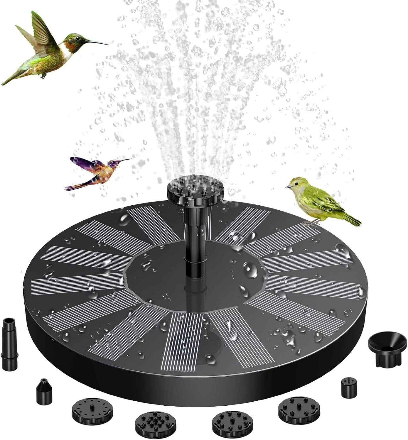 FELIXLEO Gartenbrunnen AMZtime Solar Springbrunnen 1,5 W, 6 Effekte, Solar Teichpumpe, Garten, (1 tlg)
