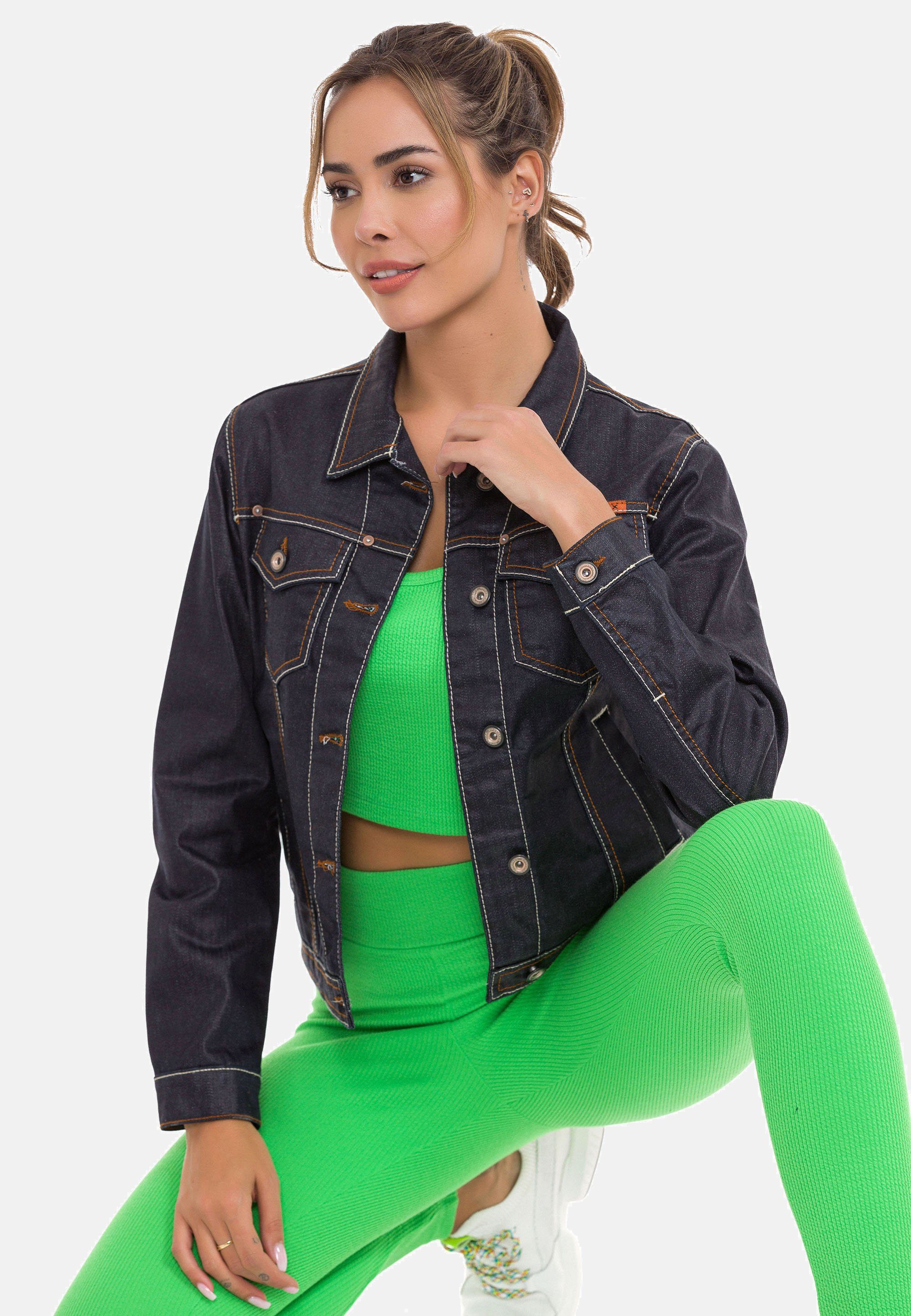 Jeansjacke mit Cipo kontrastfarbenen & Baxx Nähten