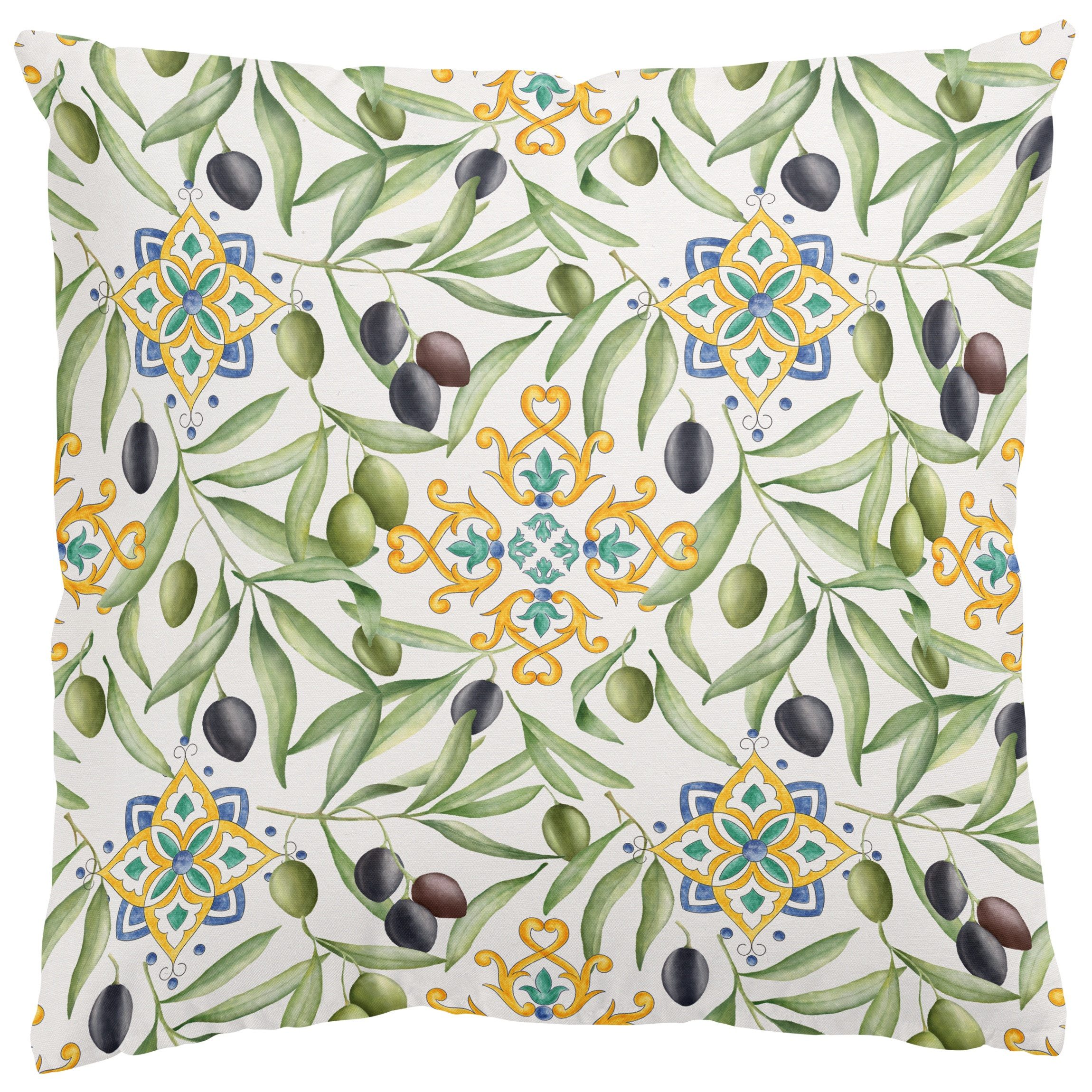 Bilderdepot24 Dekokissen drinnen Kissenhülle/ Sofakissen/ Zierkissen Kissenhülle grün Muster, Bezug Aquarell mit / ohne Füllung Zierkissen Outdoor Sofa Bett