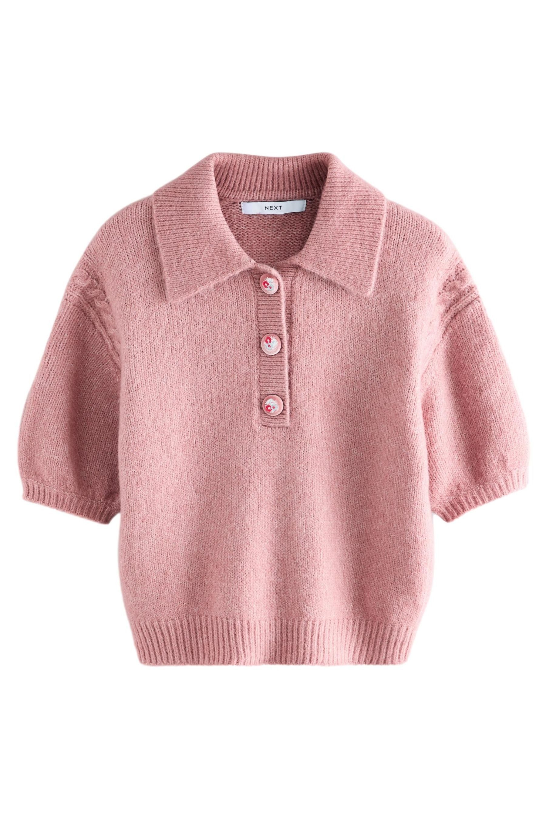 Strickpullover Weiches, kurzärmeliges Strick-Polohirt mit Wolle
