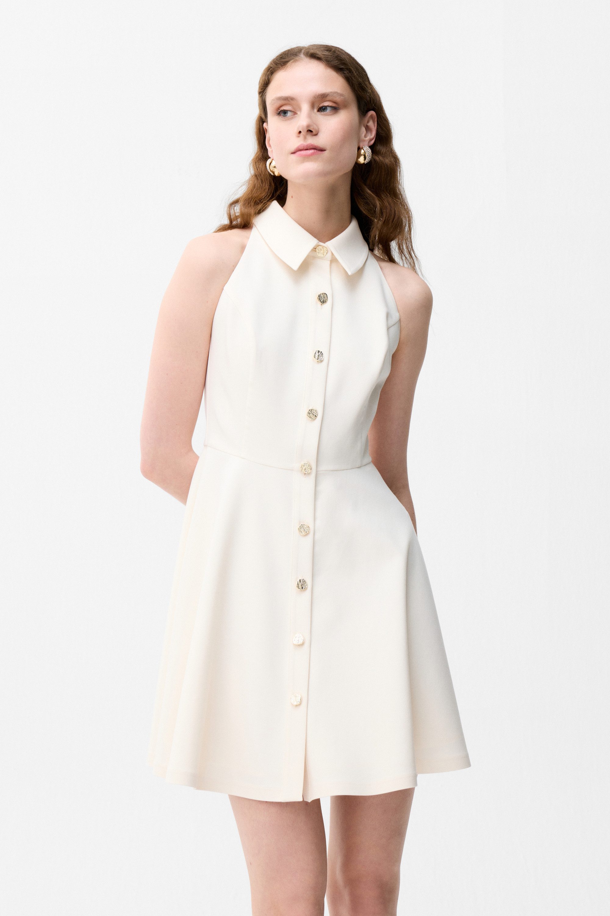 adL Shirtkleid Minikleid mit Hemdkragen und Neckholder