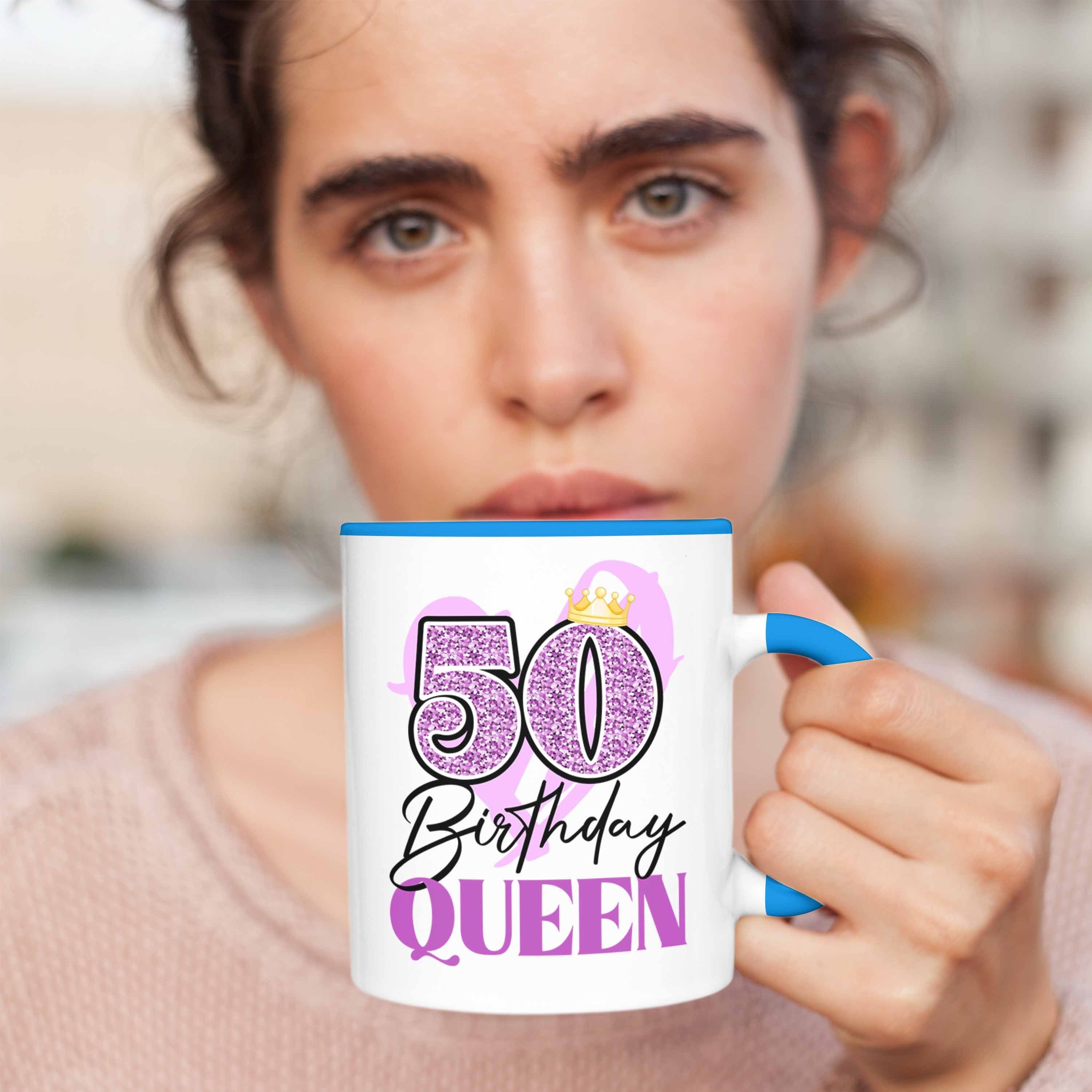 Frauen 50er Lustig Frau Tasse Tasse Blau - Trendation Trendation Geschenke 50 Geschenkidee Mutter 50. Geburtstag Geschenk