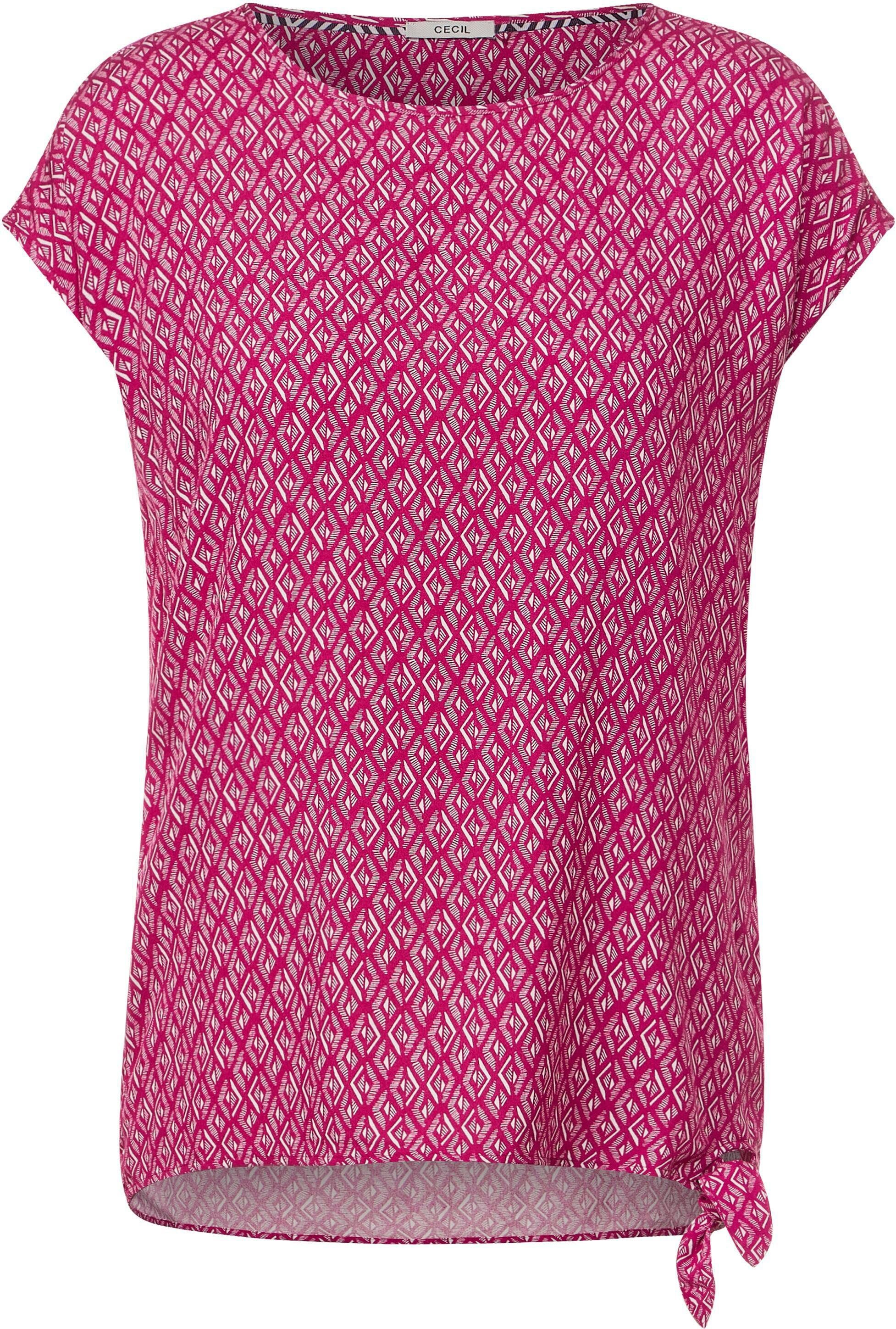 Cecil am mit Saum pink Knotendetail Shirtbluse