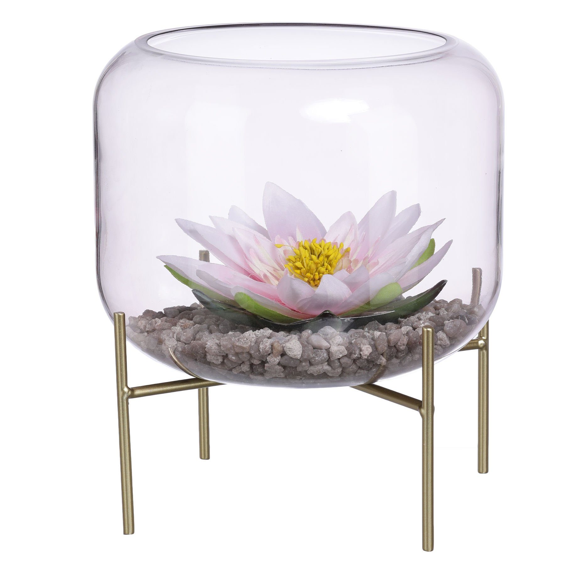 Kunstblume in Glasschale Seerose, Belles Metallgestell abnehmbarem Décorations, mit