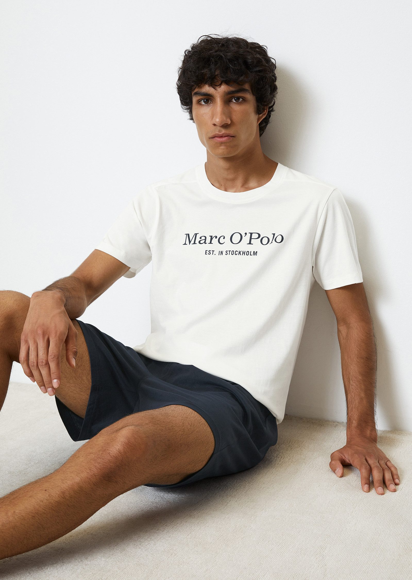 Marc O'Polo Shorty (2 tlg) Kurzarm, Shorts, Rundhalsausschnitt, Baumwolle