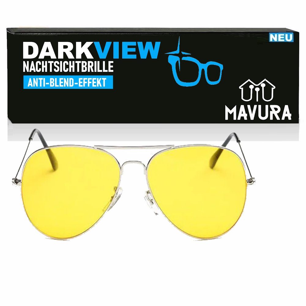 MAVURA Brille DARKVIEW Nachtsichtbrille Auto Nachtfahrbrille Kontrastbrille, Autofahrerbrille Pilotenbrille Kontrastverstärkend Gelb