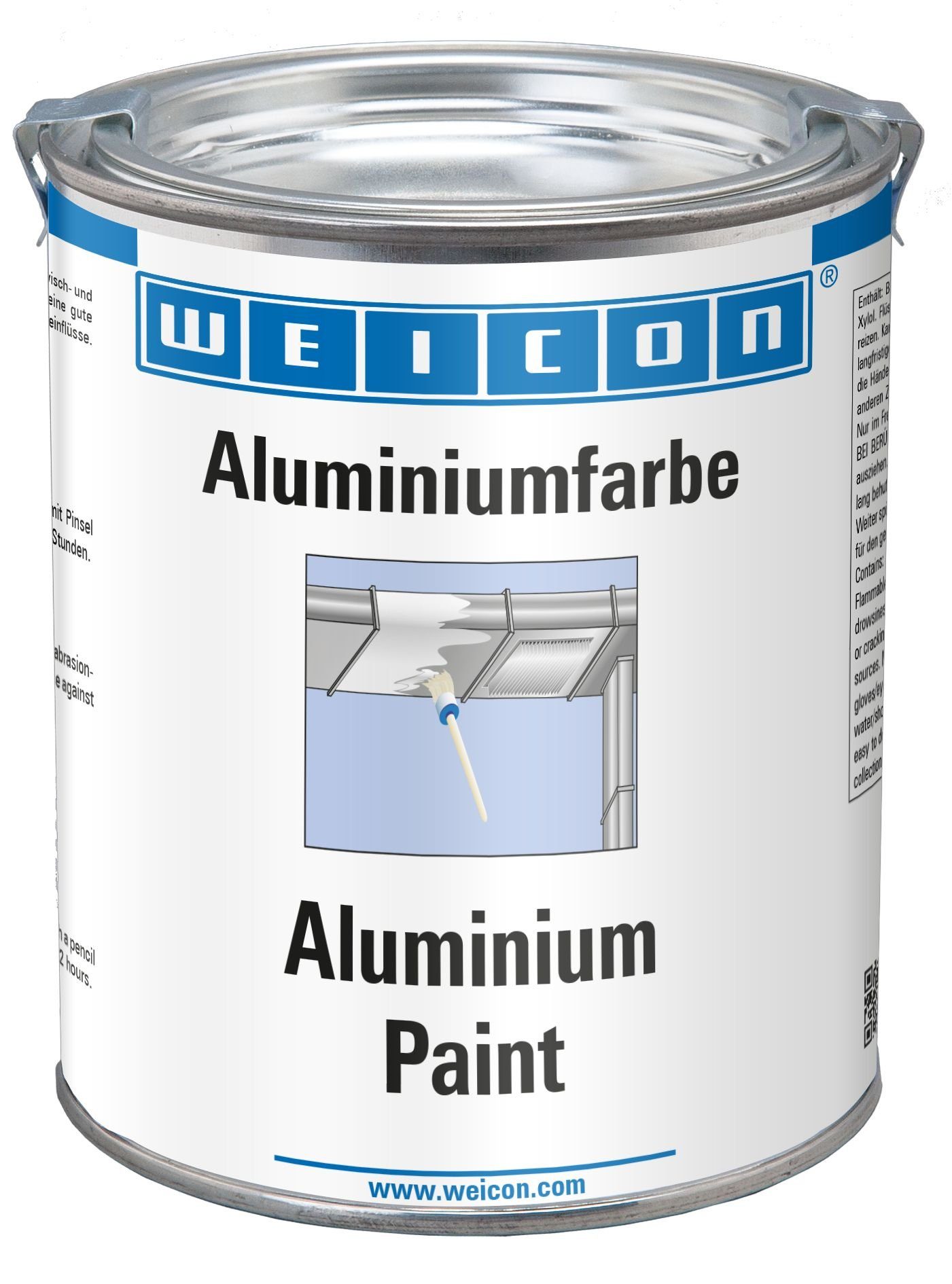 WEICON Metallglanzfarbe Aluminiumfarbe, Korrosionsschutz aus Aluminiumpigmentbeschichtung