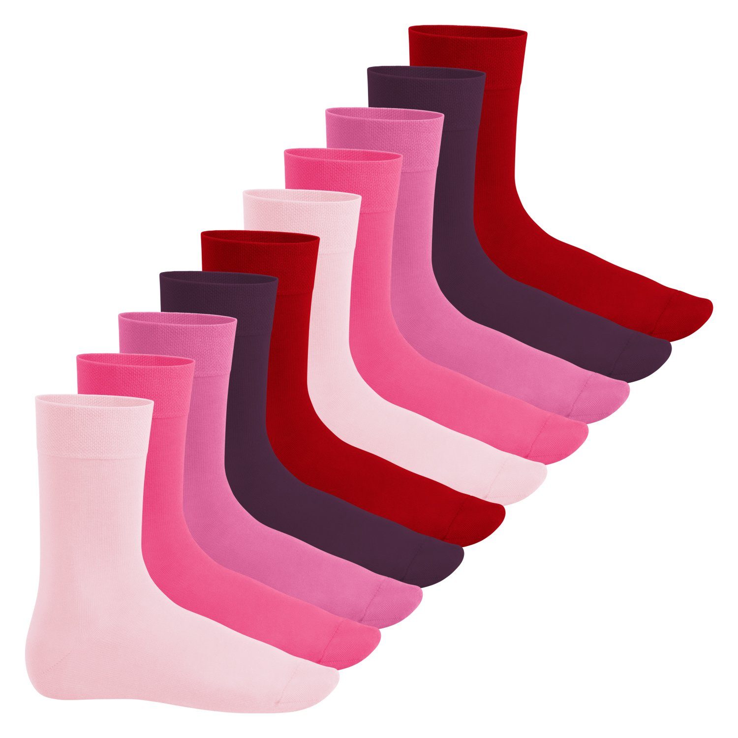 Footstar Basicsocken Everyday! Herren & Damen Socken (10 Paar) mit Baumwolle Berrytöne