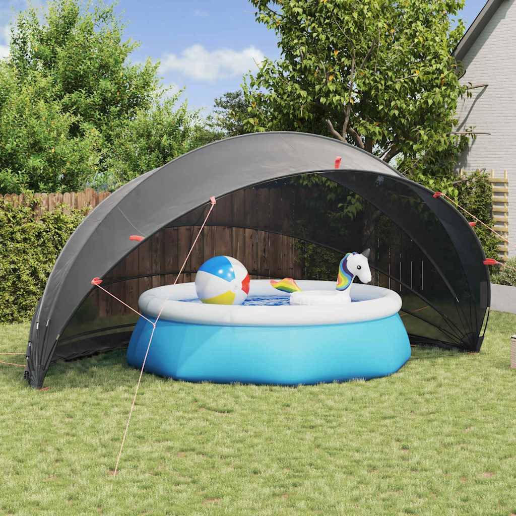 vidaXL Poolüberdachung, Pool-Dome Schwarz 592 x 590 x 275 cm