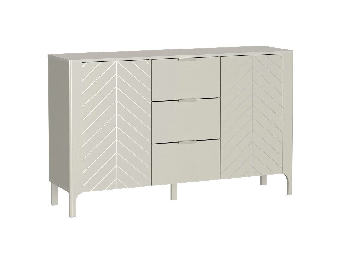 Beautysofa Kommode LUME MM-1 mit 3 Schubladen und 2 Türen und Fischgrätenmuster, Push-to-Open und Soft-Close, grifflos