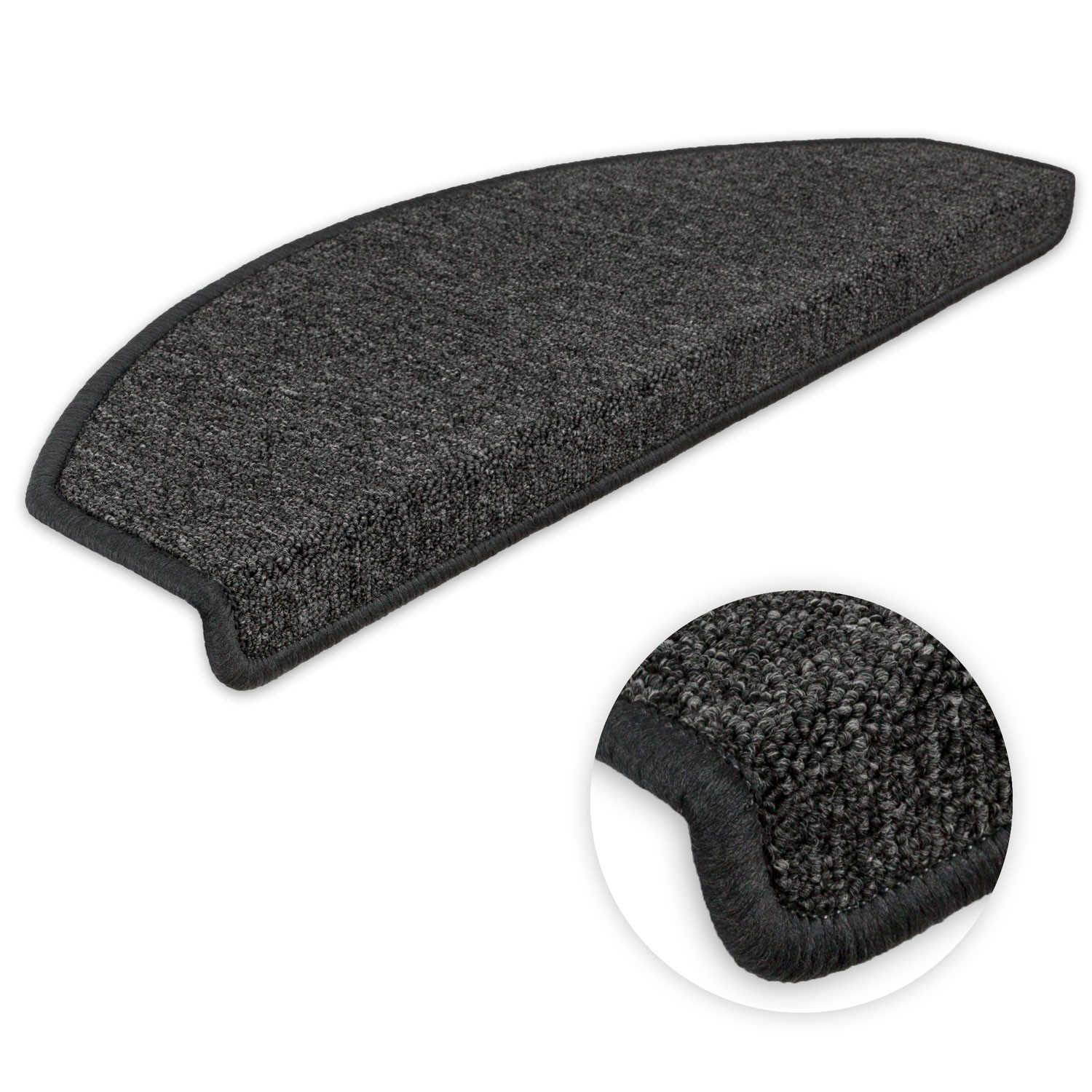 Metzker® Stufenmatte Stufenmatten Ariston Halbrund 65x24cm Trittfläche Anthrazit 15 Stück, halbrund, Höhe: 5 mm, 15 Stück im Set - Anthrazit