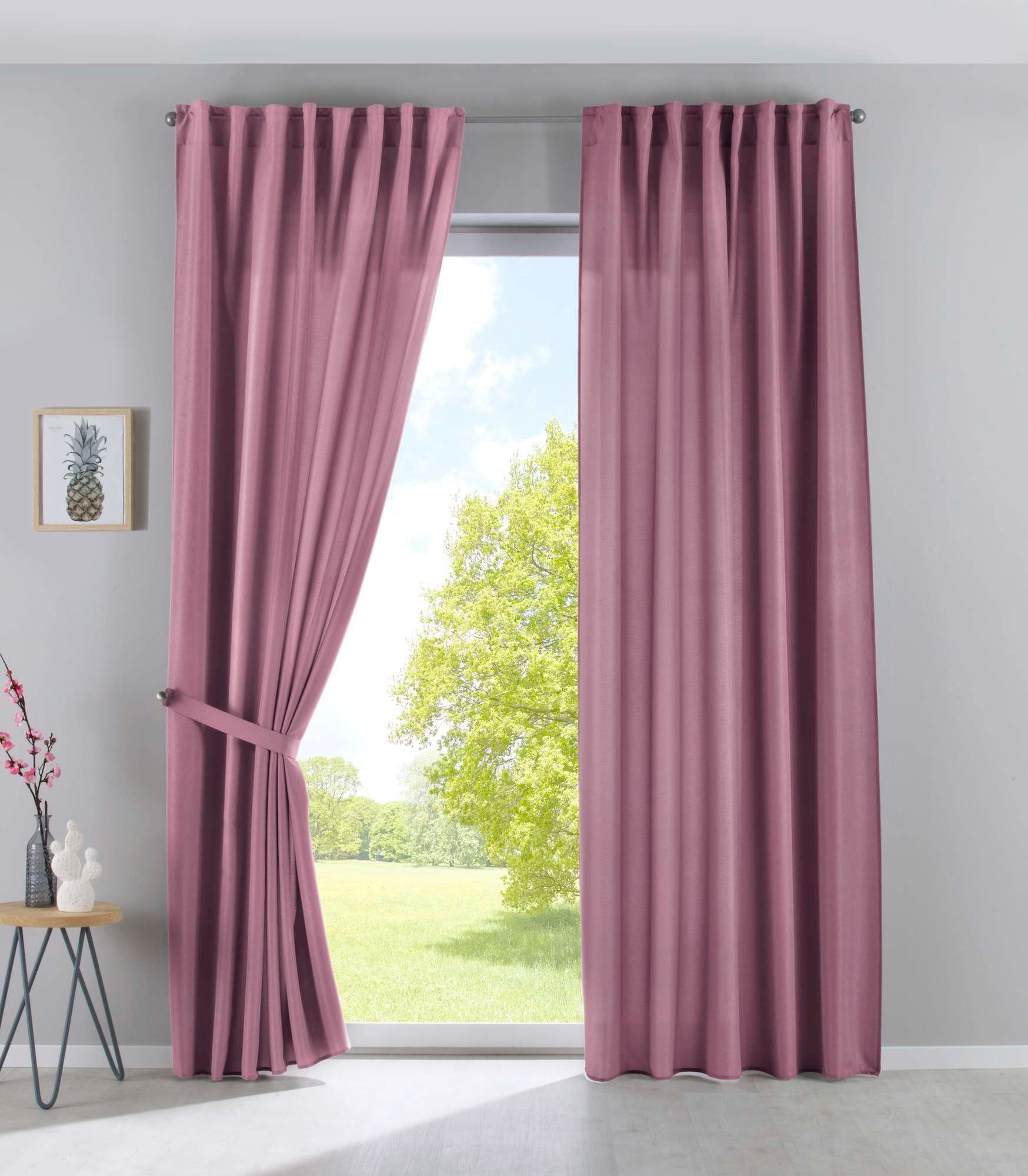 Gardinenbox Vorhang (2 St), verdecketeSchlaufen, transparent, Leinen-Optik, günstig online kaufen