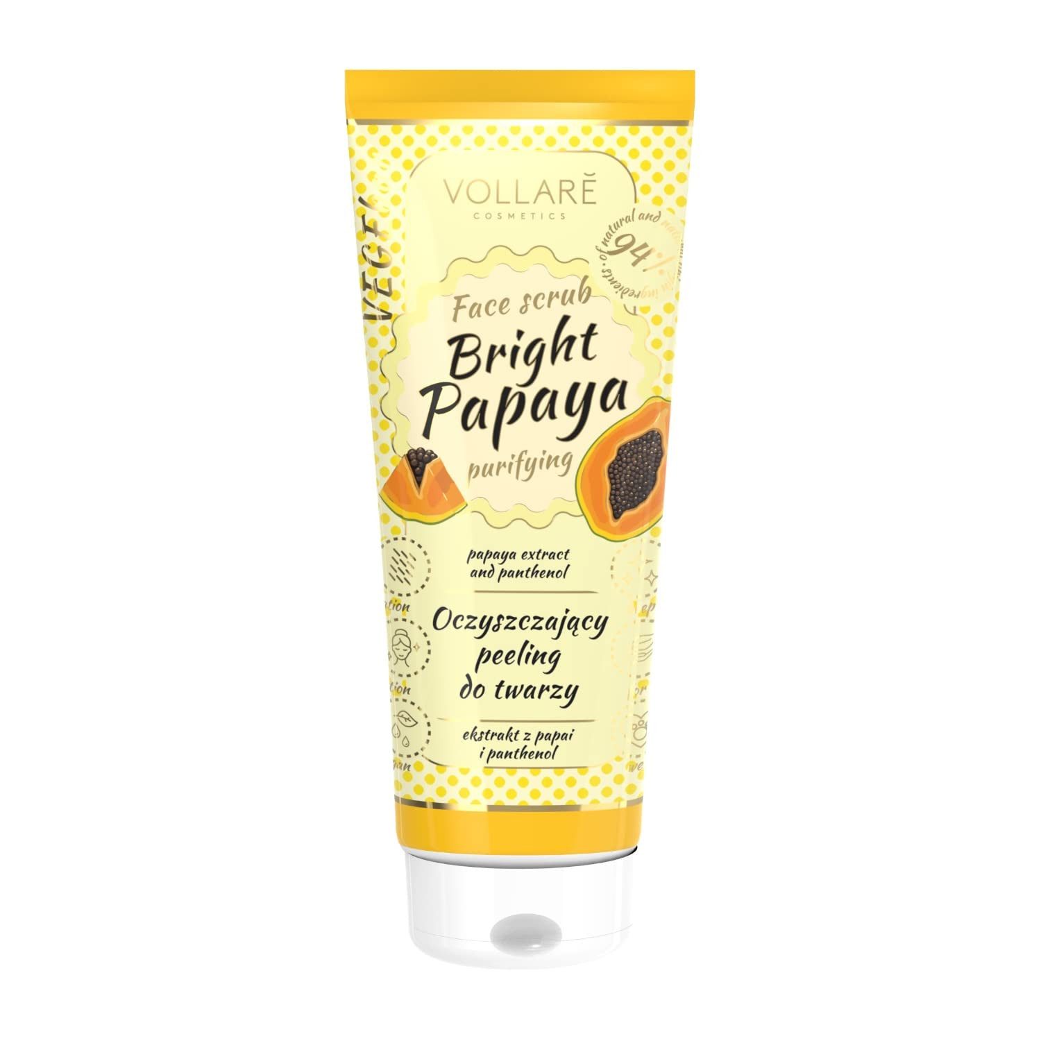 Vollarè Cosmetics Gesichts-Reinigungscreme Gesichtspeeling Fruchtsäurepeeling mit Papayaextrakt Vegan Bio, 1-tlg.