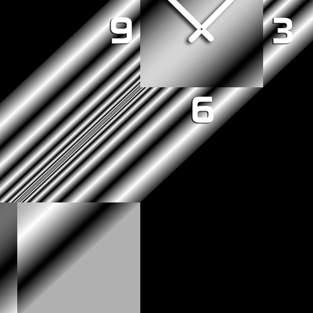 dixtime Wanduhr modern Optik Wanduhr 3D-Optik leises Uhrwe Dixtime 3D cm weiß Alu-Dibond) schwarz XXL 4mm 50x70 aus (Einzigartige
