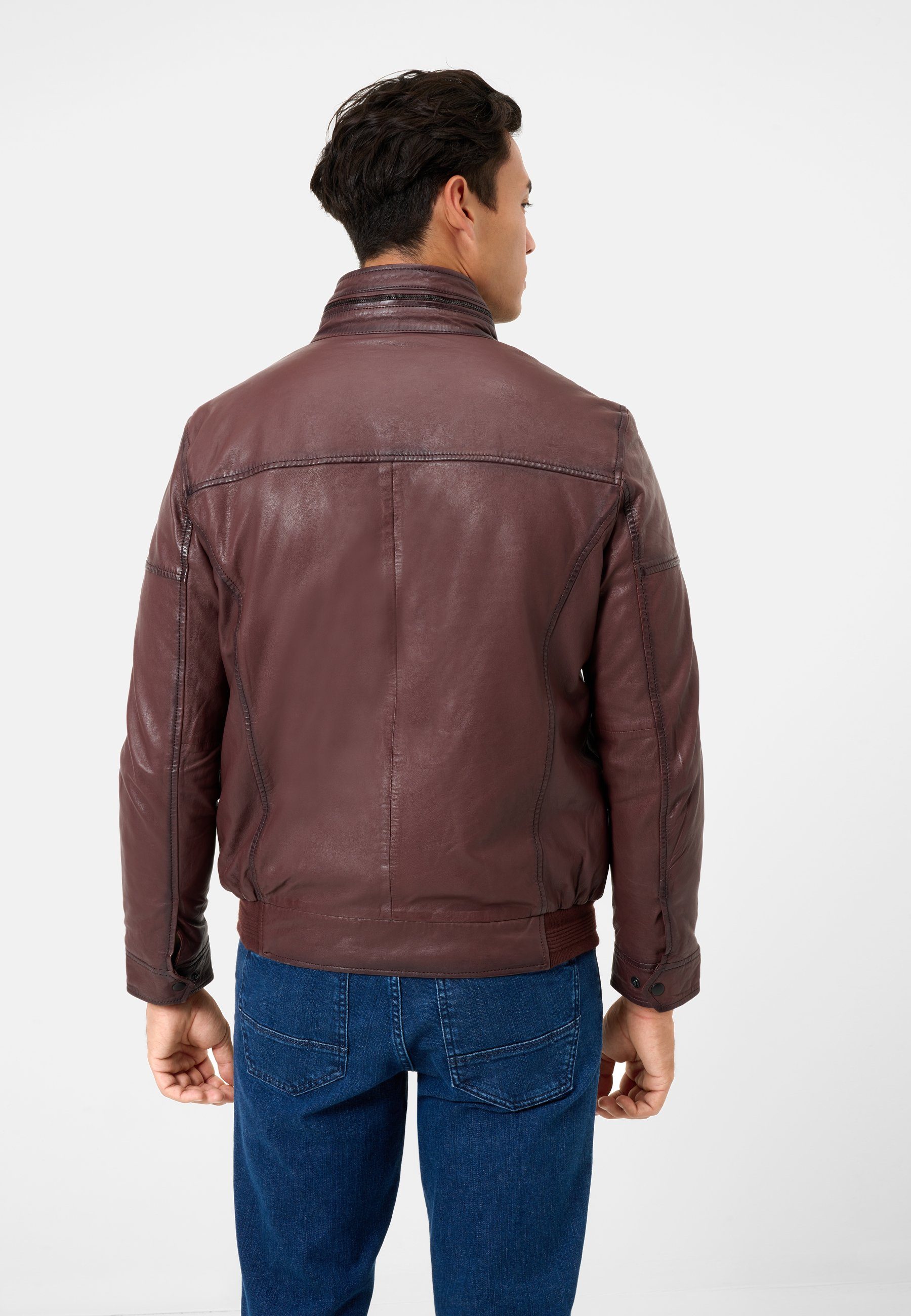 RICANO Lederjacke Ricma Lederjacke im Blouson-Stil mit Stehkragen und Baumwoll-Innenfutter