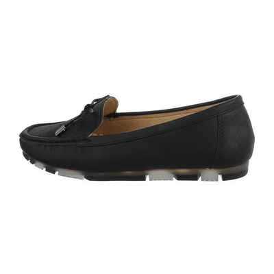 Ital-Design Damen Mokassins Freizeit Slipper Flach Mokassins in Schwarz