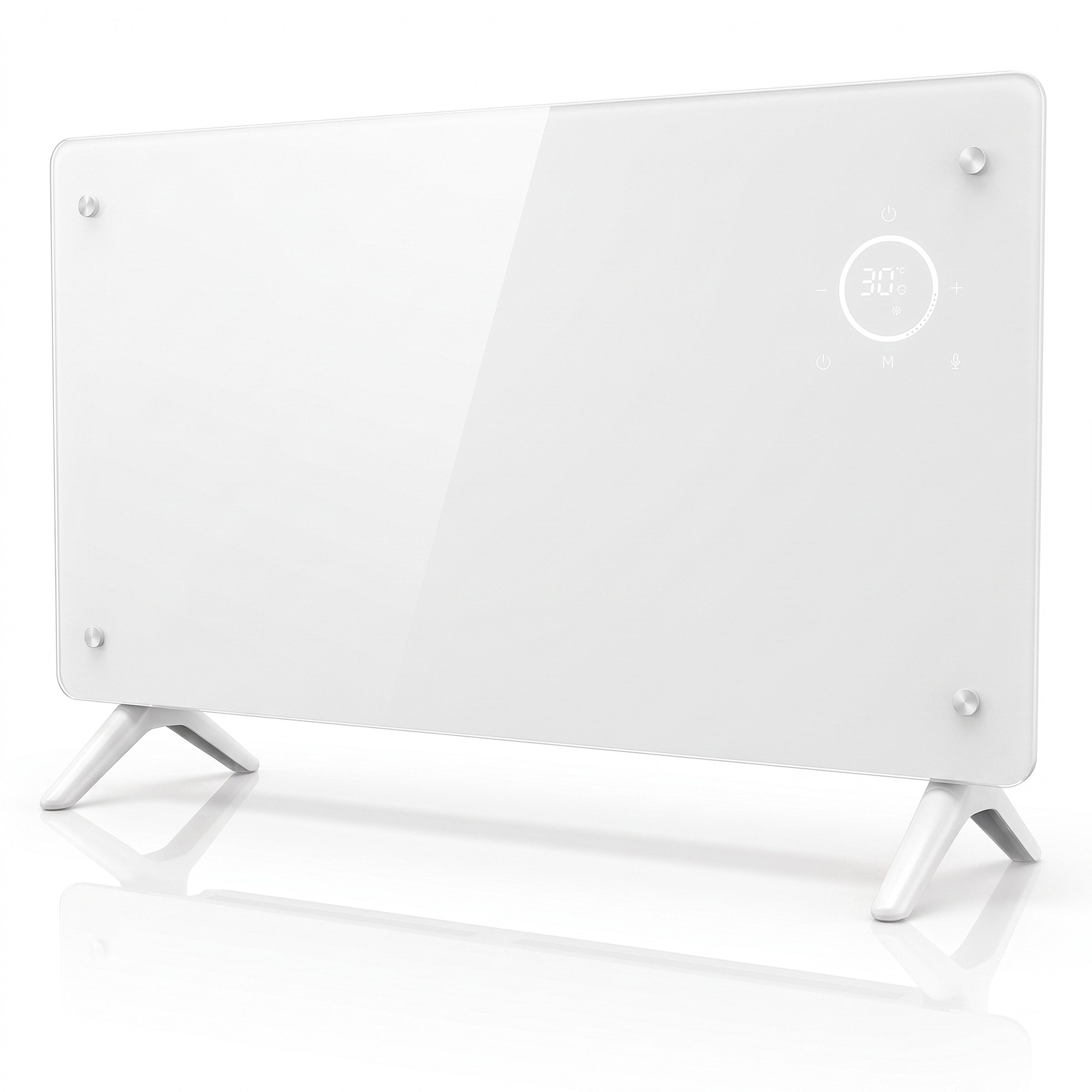 Brandson Konvektor Elektroheizung mit Glasfront weiß, Wochenprogramm, Fernbedienung, 2000 W, Comfort-, ECO- & Frostschutz-Modus, 15-50 °C, 24h-Timer