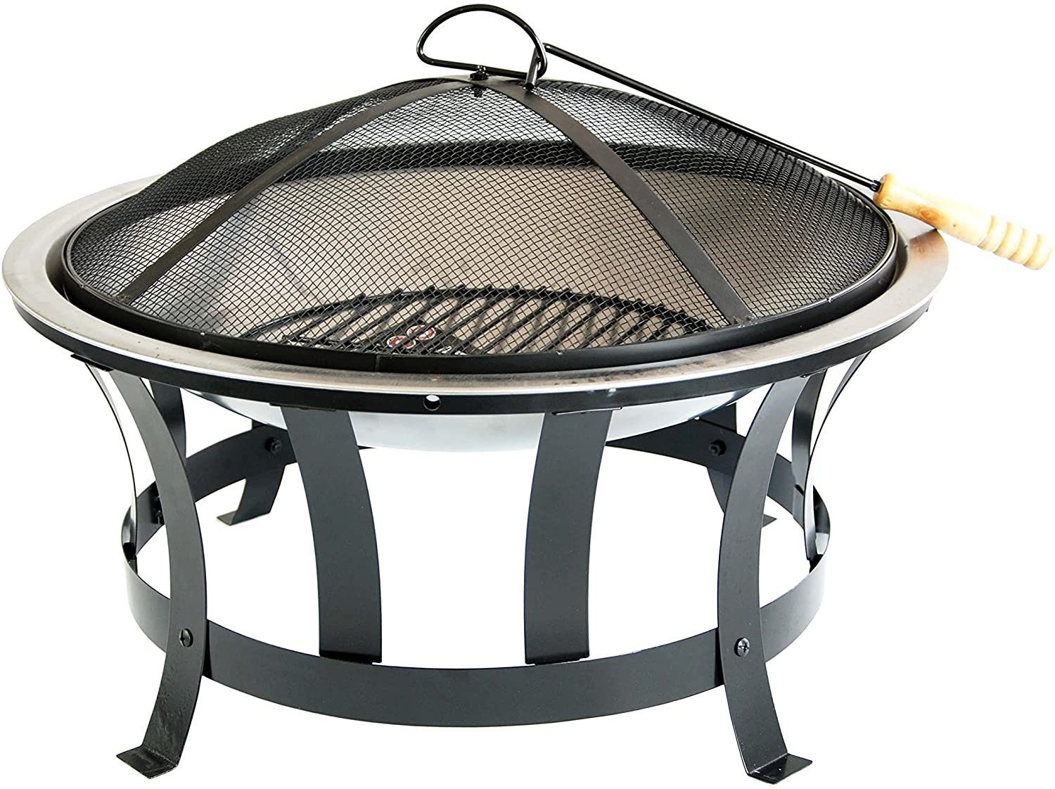 BBQ, Feuerhaken Edelstahl Ø (Set), Feuerstelle Grill 75cm Feuerschale 75cm Defactoshop Ø Funkenfluggitter