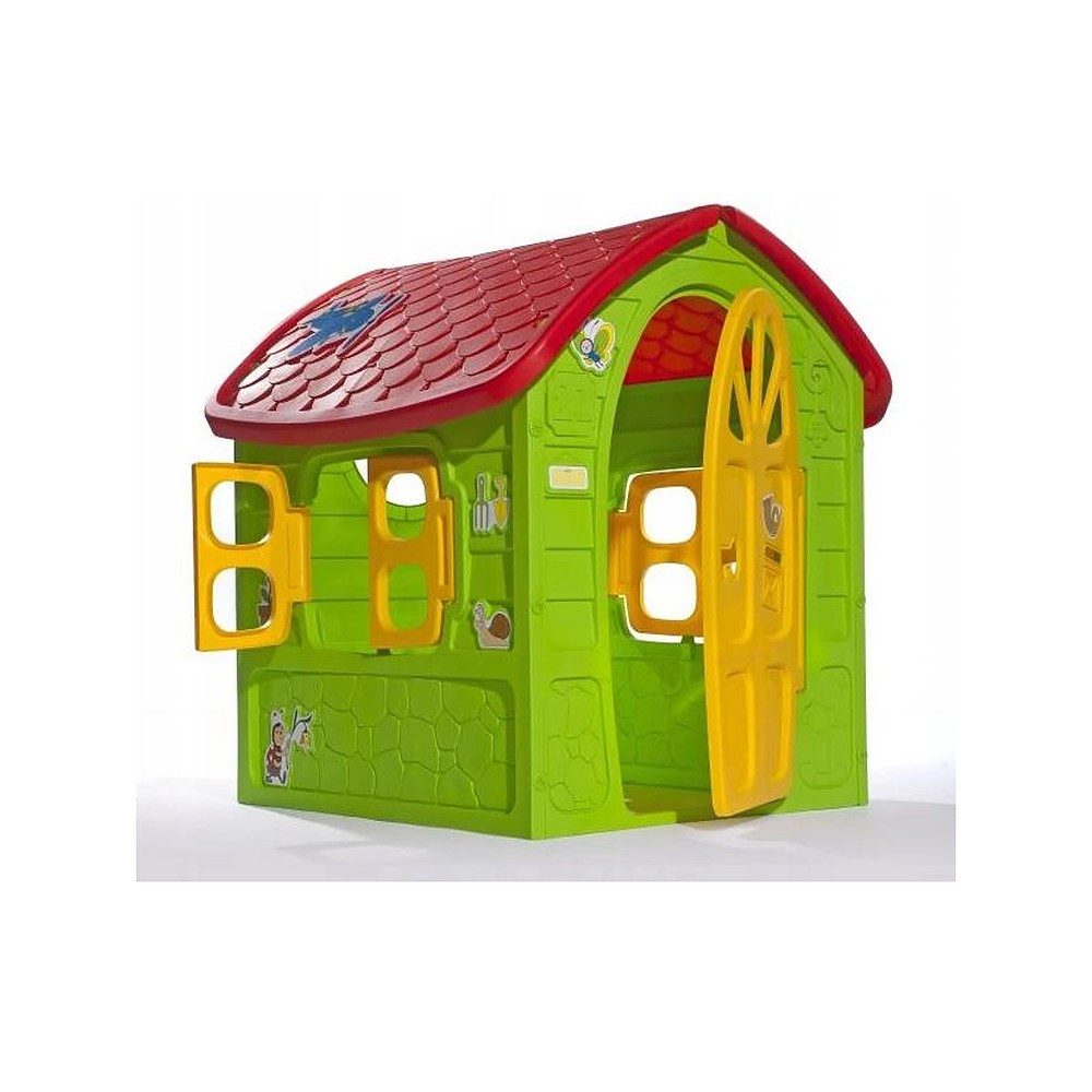 Generic Spielhaus Gartenhaus Kinderhaus Spielhäuschen, wetterfest, Fensterläden, Tierklappe, drinnen & draußen