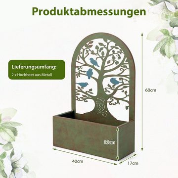 COSTWAY Blumenkasten (2 St), mit Spalier & Haken, hängend & freistehend, 47cm