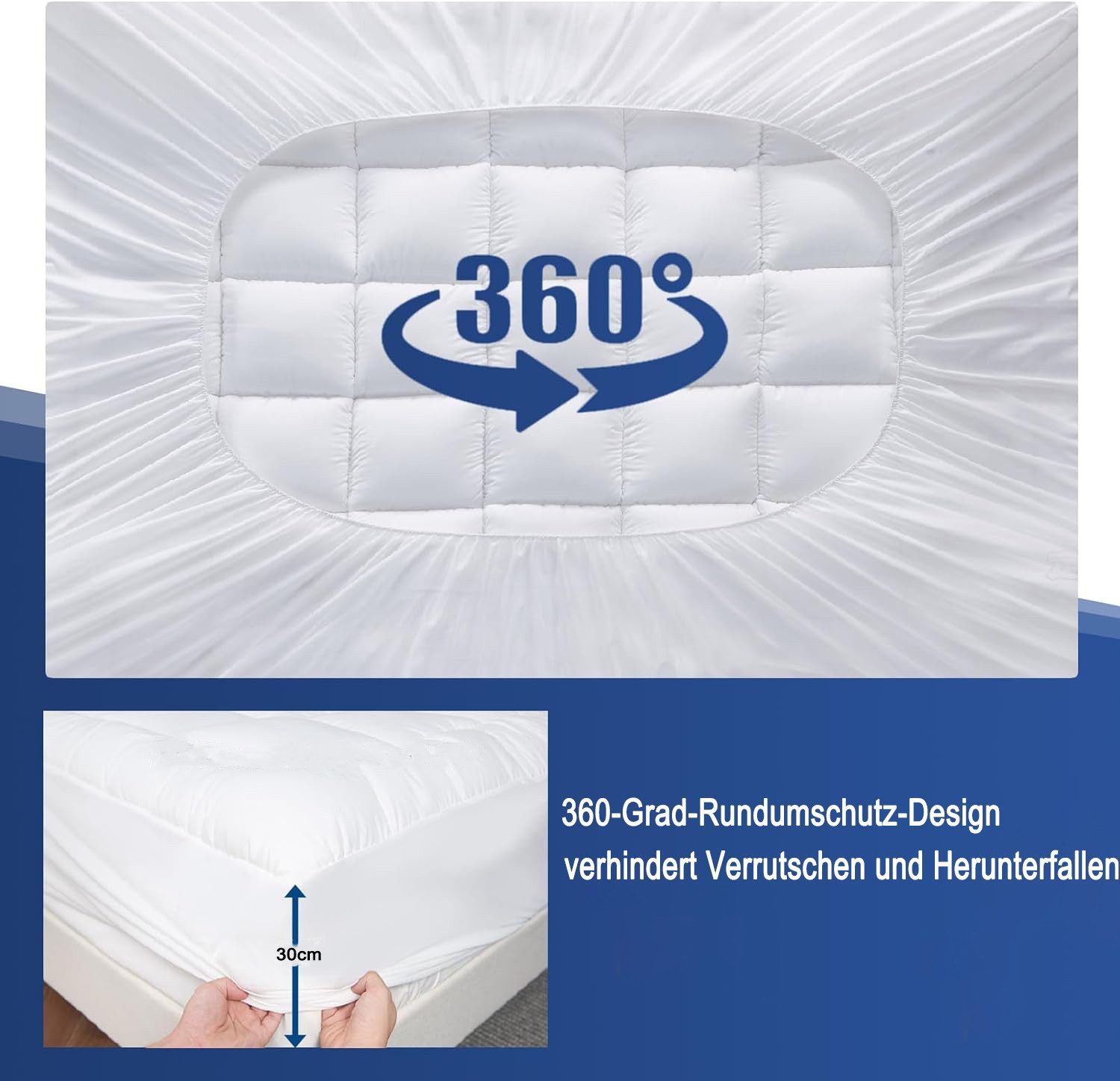 Matratzenschutzbezug Matratzenauflage Matratzentopper 90x200cm,140x200cm,180x200cm Fyrove, Atmungsaktive Unterbett und Matratzenauflage mit Gummiband – Bild 3 von 5