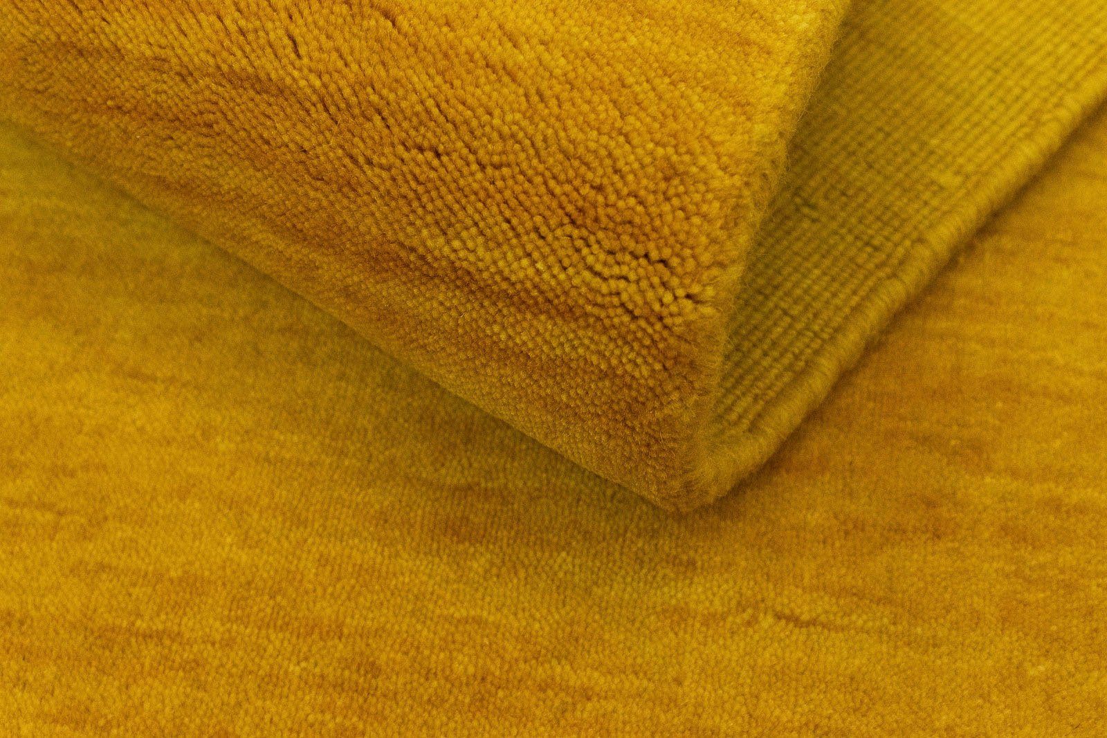 goldfarben Schurwolle, TEPPSTAR, morgenland, mm, 15 reine Wohnzimmer LORIBAFT Höhe: Wollteppich uni, rechteckig,