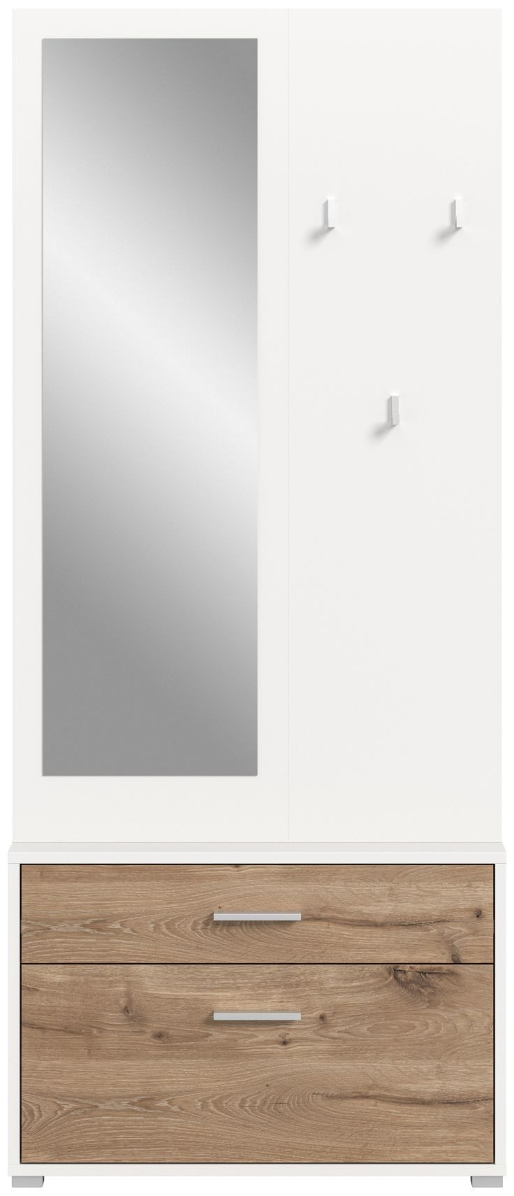 xonox.home Garderoben-Set, Nox Oak Nachbildung Weiß Melamin 80x190x38 cm