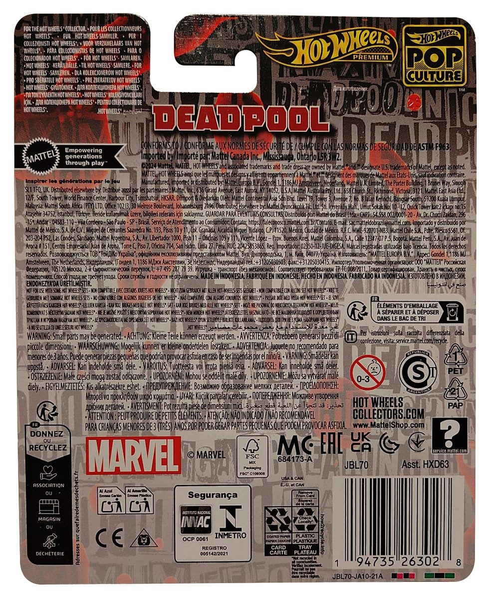Hot Wheels Spielzeug-Motorrad Hot Wheels Premium Pop Culture - Deadpool Scooter - Filmklassiker