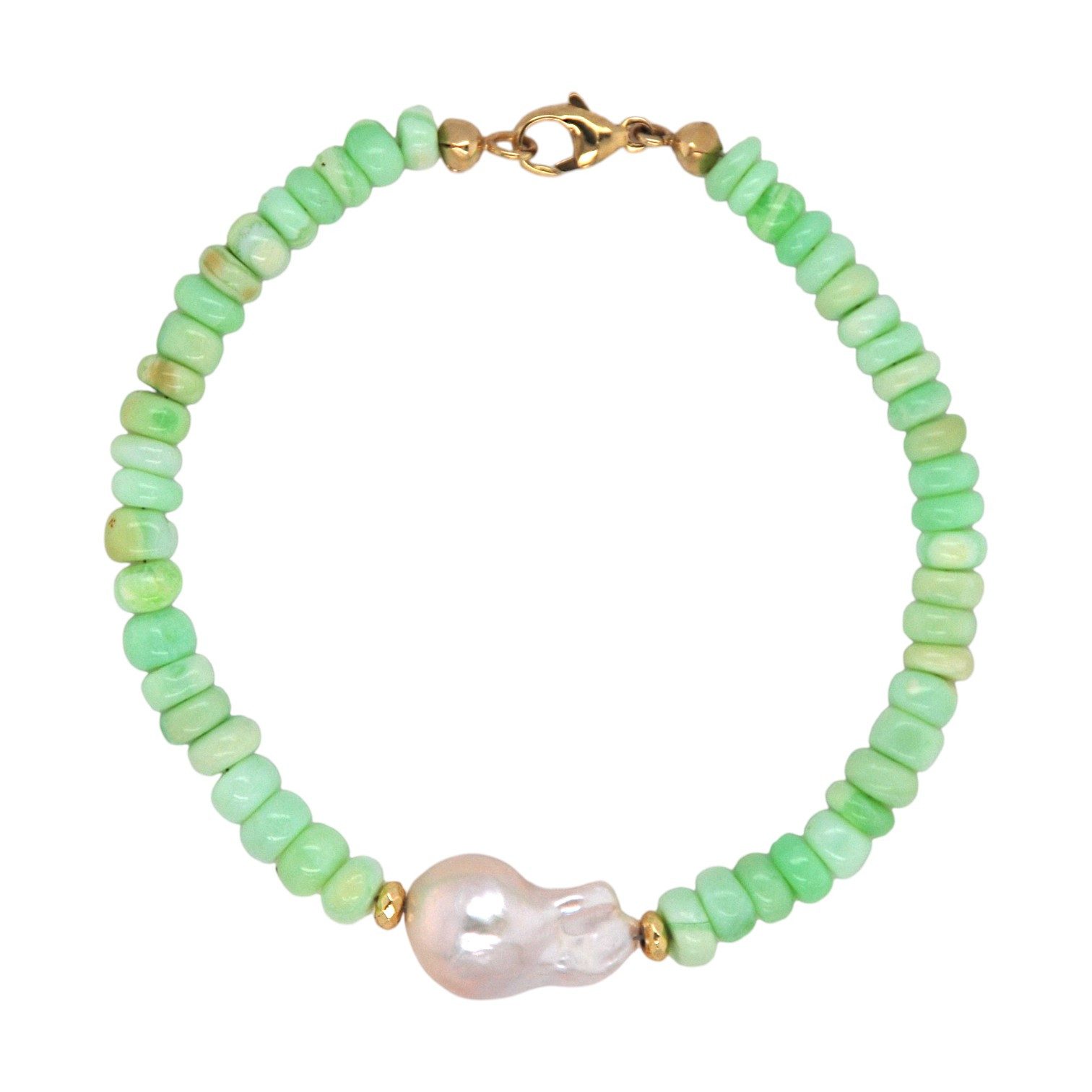 Sogni d'oro Armband mit grünem Opal und Hämatit, Gelbgold 375