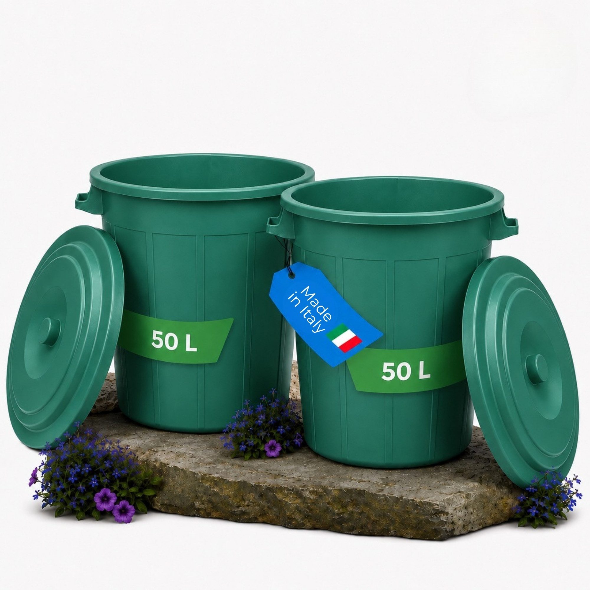 YourCasa Mülleimer YourCasa Mülltonne - Mülleimer 50-70L mit Deckel und Trageriffen, Fassungsvermögen 50-70L