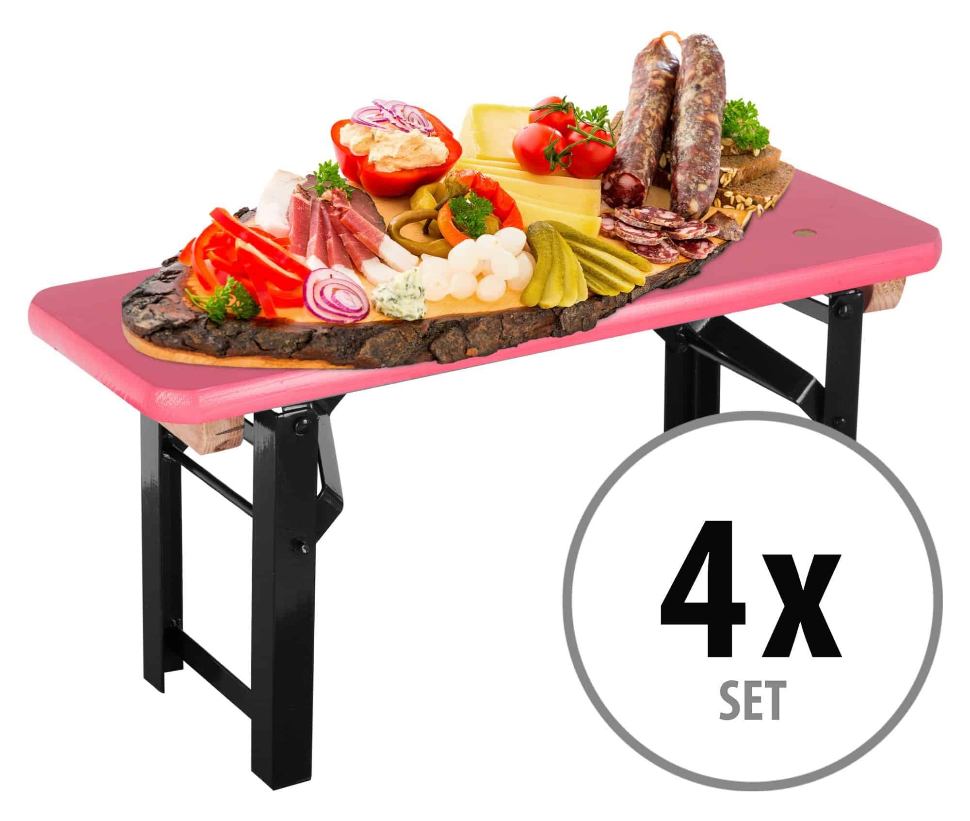 Stagecaptain Servierplatte BB-55 Hirschgarten jedes Pink Holz, Buffet Nützliche - Miniaturformat Bierzeltbankerl, für (Spar-Set, im Deko Bierzelt-Bank 4-tlg)