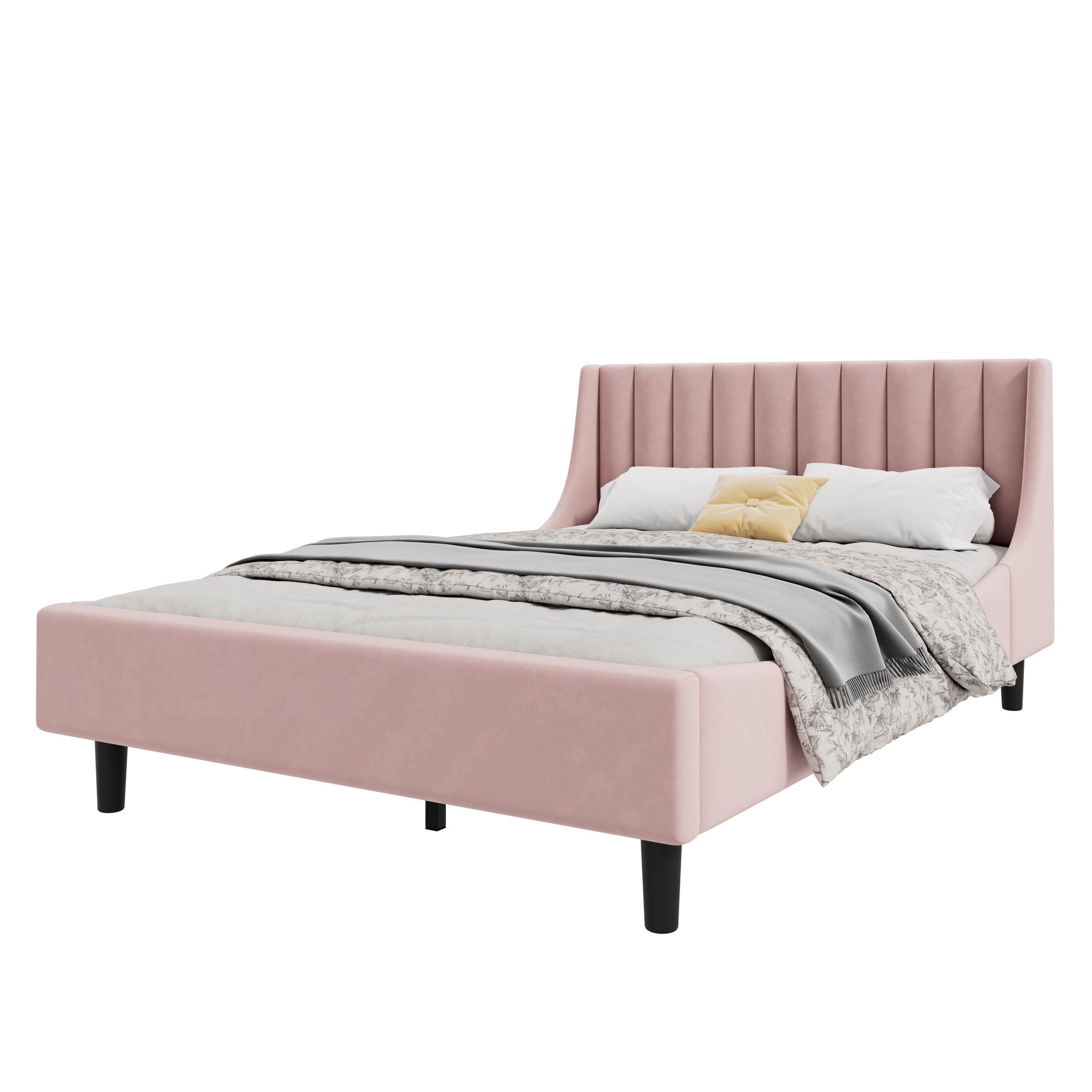 REDOM Polsterbett Minimalistisches Doppelbett aus Samt, günstig online kaufen