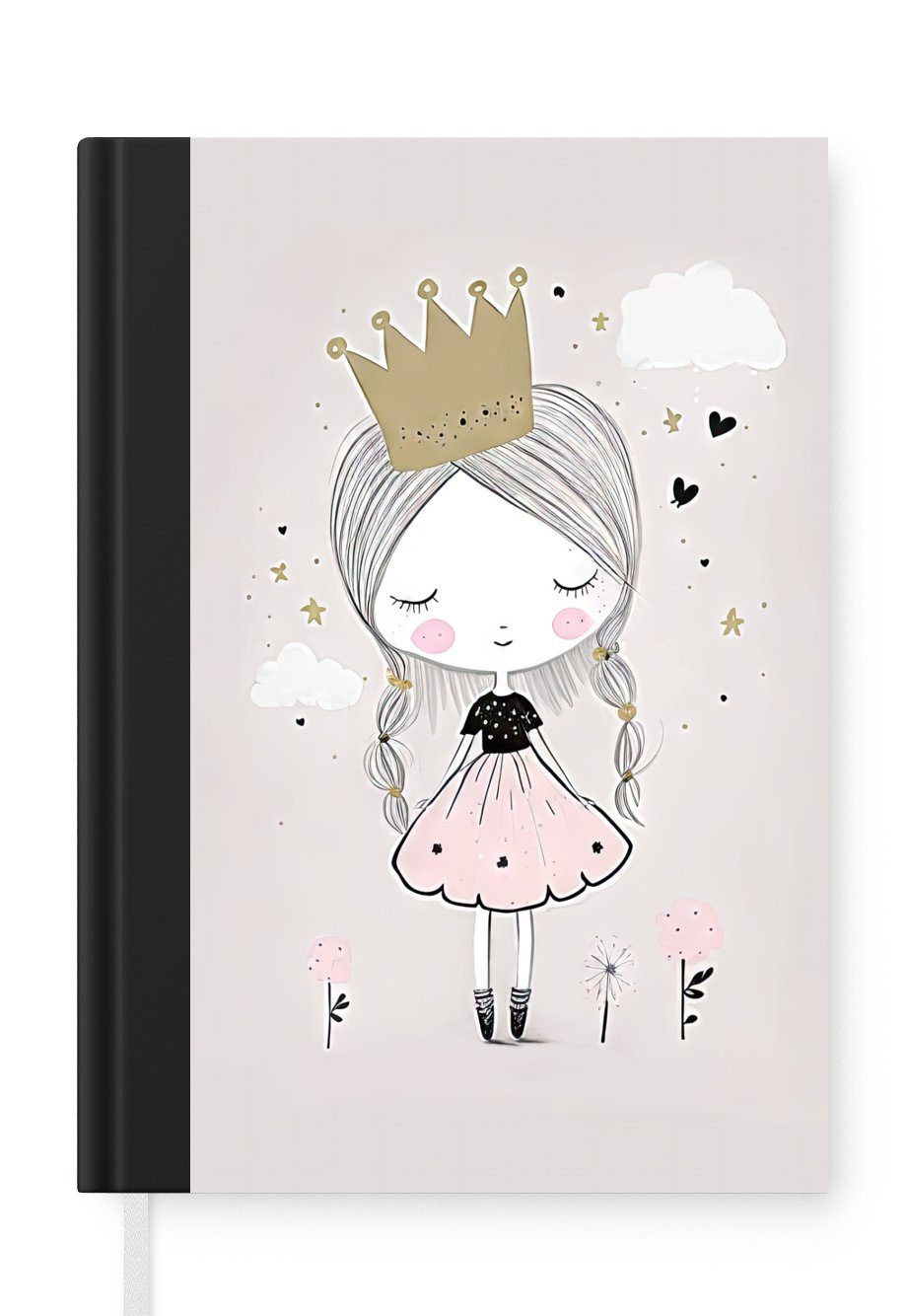 - Haushaltsbuch Prinzessin Mädchen 98 Krone Journal, Blumen - Tagebuch, A5, Seiten, Notizheft, - Sterne, Notizbuch - Merkzettel, MuchoWow